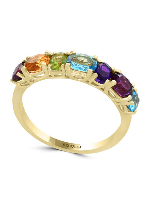 1.9 ct. t.w. Amethyst, Blue Topaz, Citrine, Rhodolite, and Peridot Ring in 14K Yellow Gold