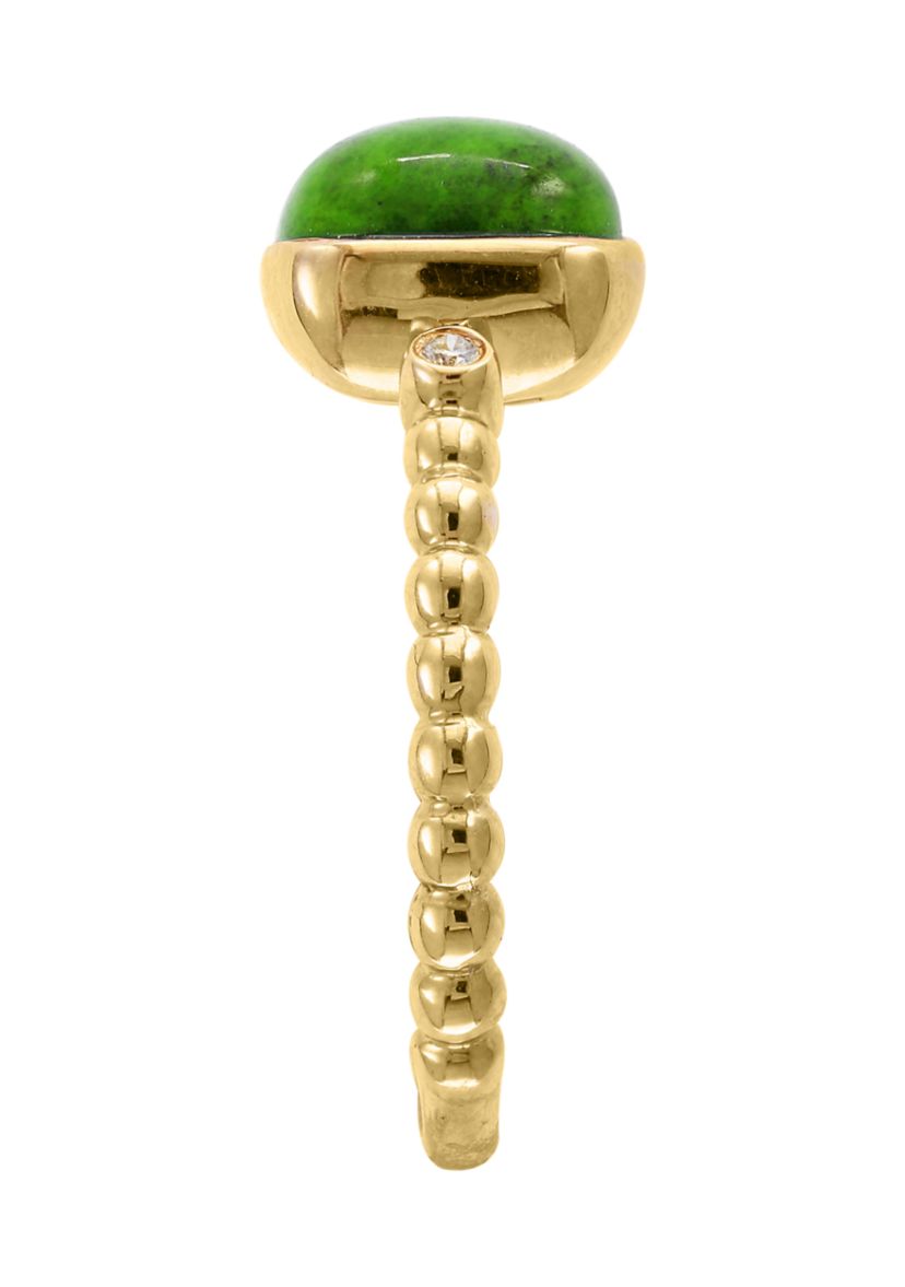 1/10 ct. t.w. Diamond and 3.15 ct. t.w. Green Jade Ring in 14K Yellow Gold 