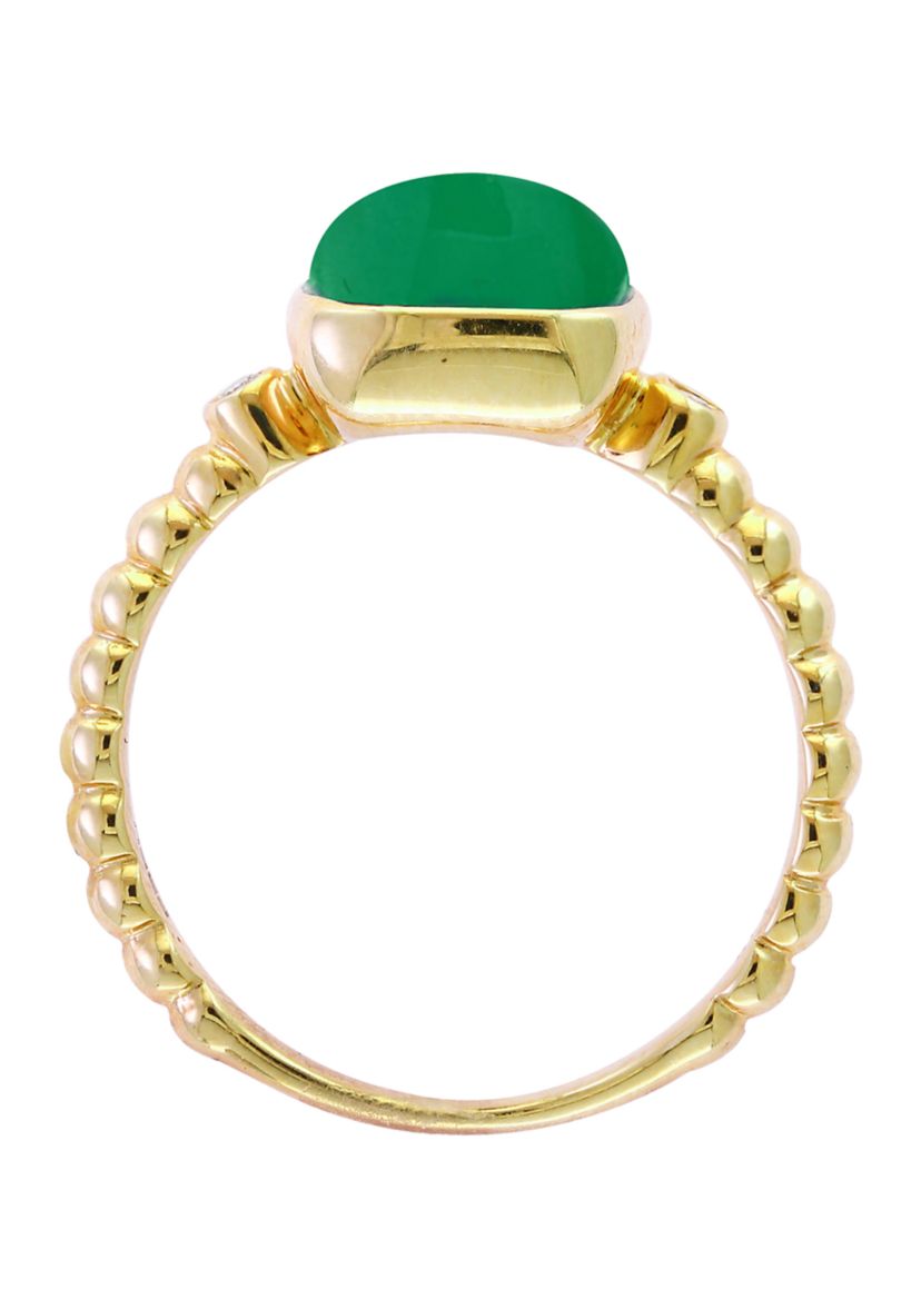 1/10 ct. t.w. Diamond and 3.15 ct. t.w. Green Jade Ring in 14K Yellow Gold 