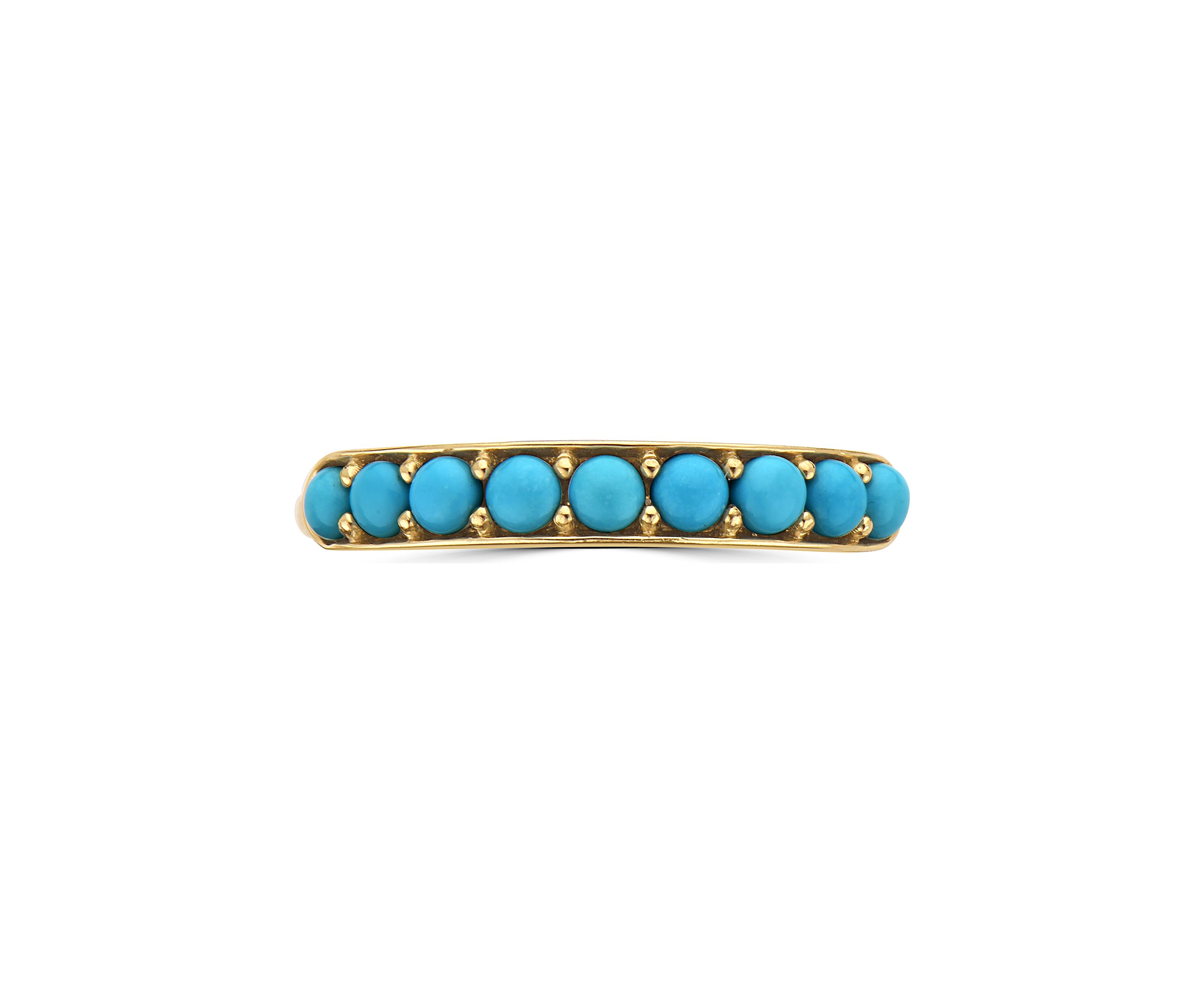 Turquoise Band Ring in 14K Yellow Gold