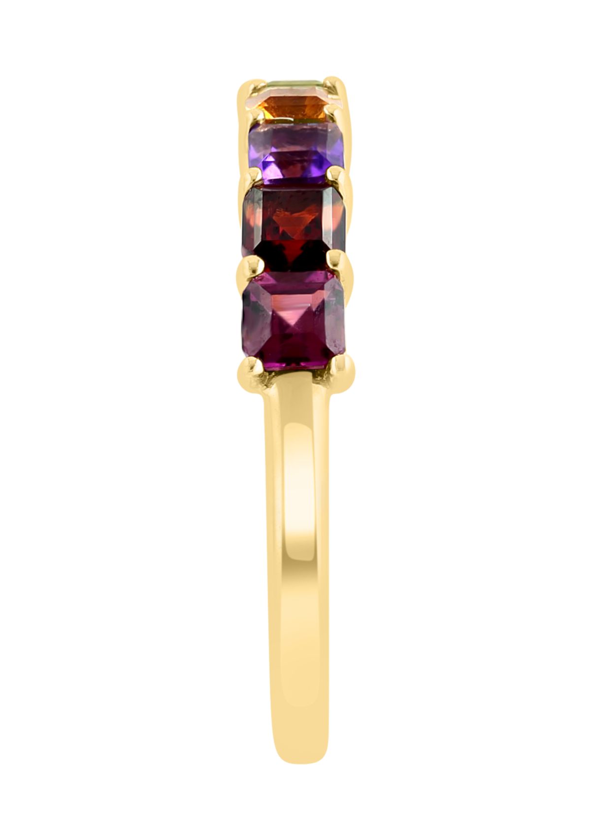 Amethyst, Blue Topaz, Citrine, Garnet, Rhodolite, and Peridot Ring in 14K Yellow Gold