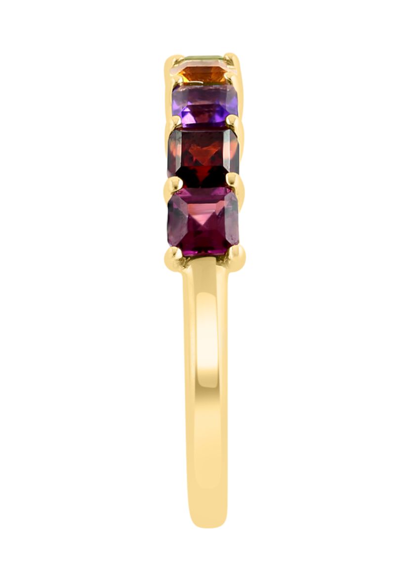 Amethyst, Blue Topaz, Citrine, Garnet, Rhodolite, and Peridot Ring in 14K Yellow Gold