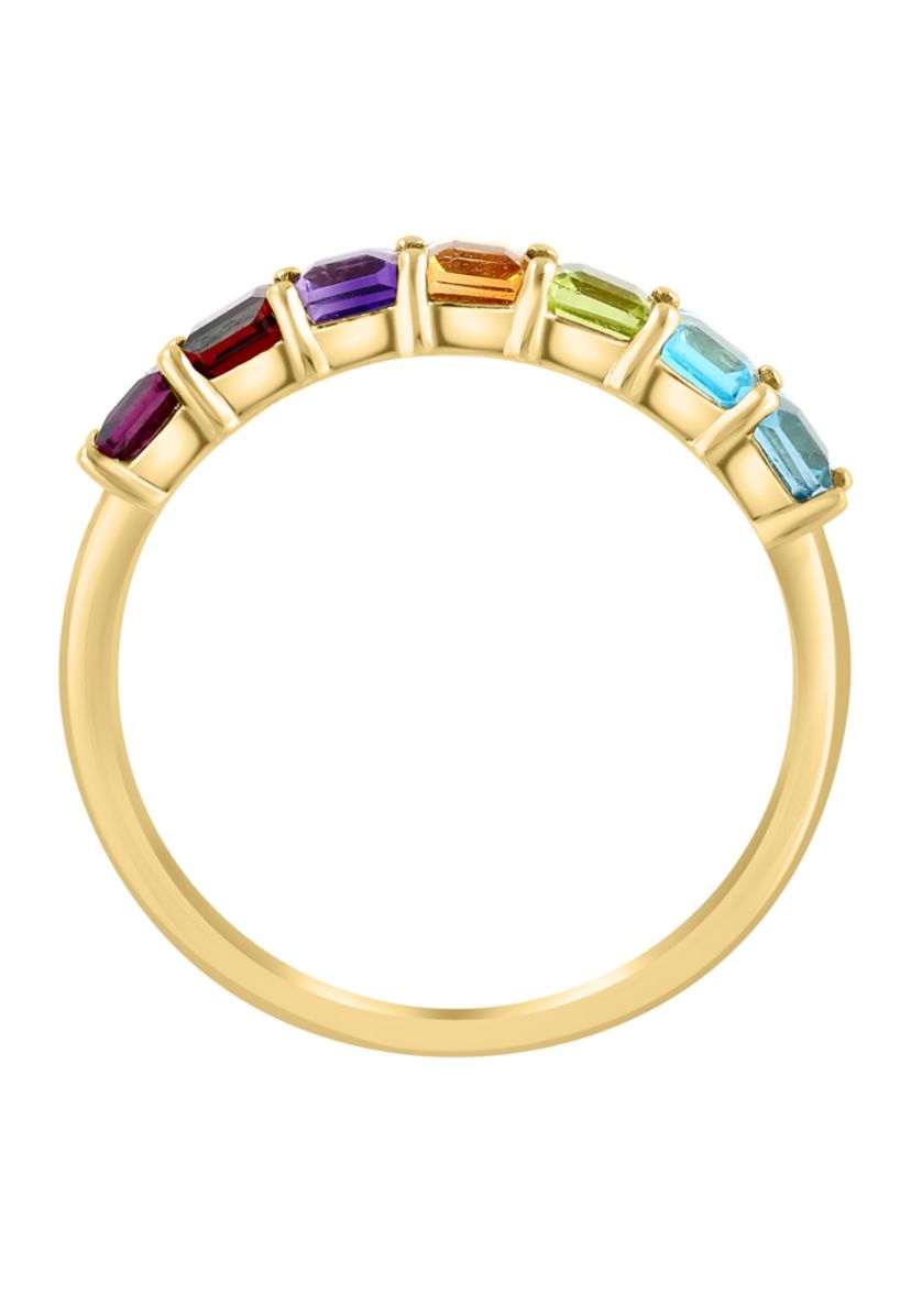 Amethyst, Blue Topaz, Citrine, Garnet, Rhodolite, and Peridot Ring in 14K Yellow Gold