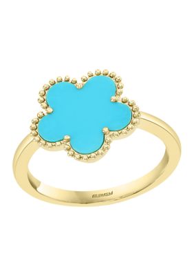Effy 1.25 Ct. T.w. Turquoise Ring In 14K Yellow Gold