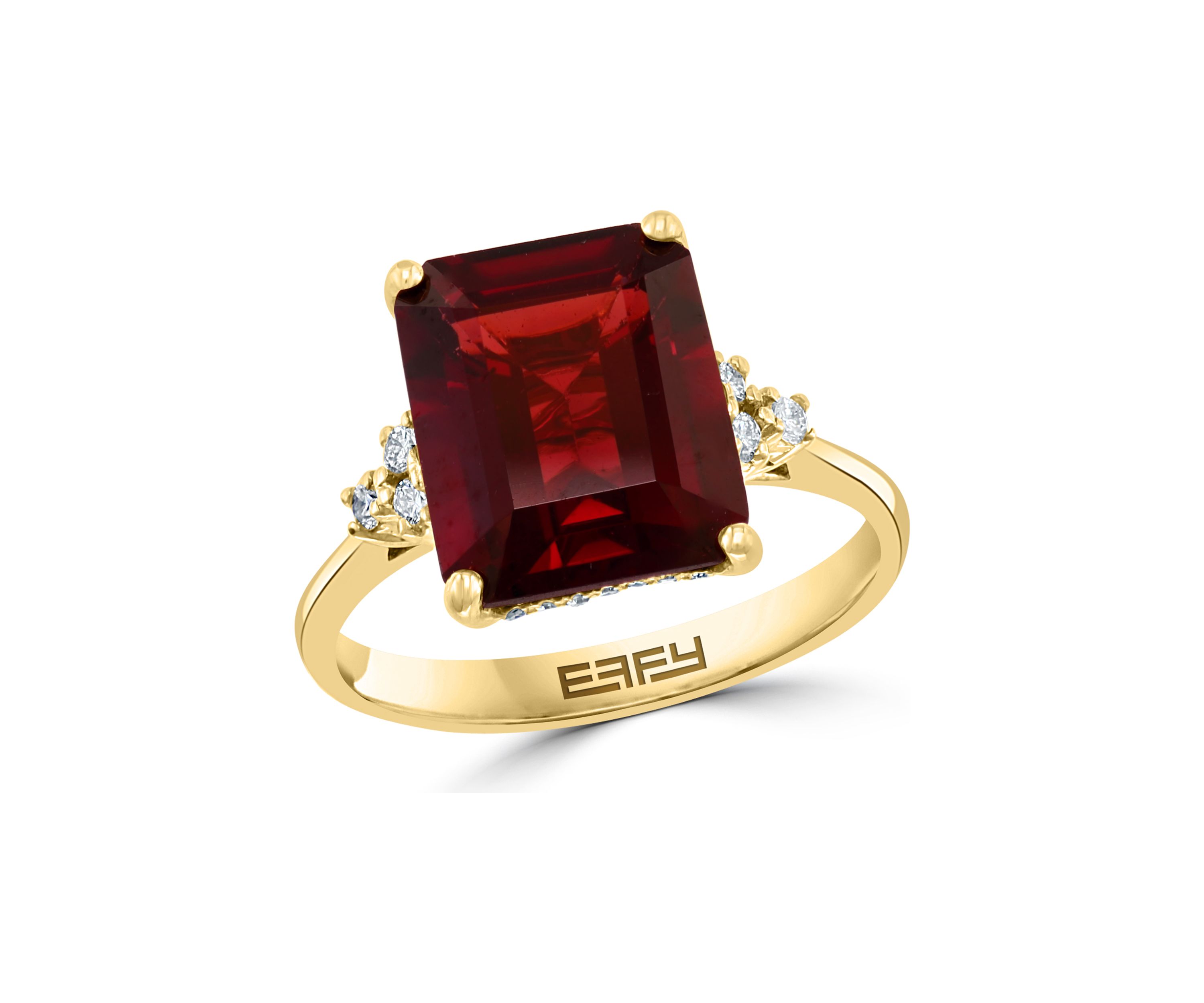 1/8 ct. t.w. Diamond and 6.65 ct. t.w. Garnet Ring in 14K Yellow Gold 