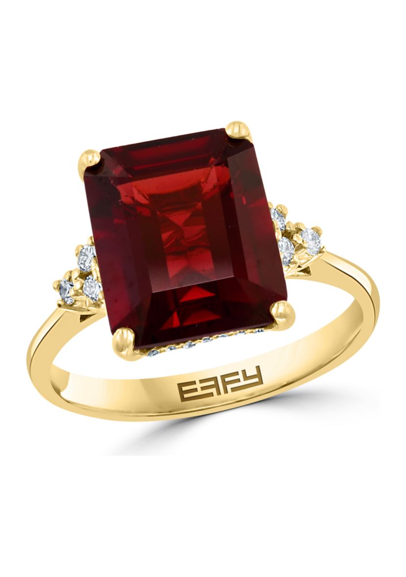 1/8 ct. t.w. Diamond and 6.65 ct. t.w. Garnet Ring in 14K Yellow Gold 