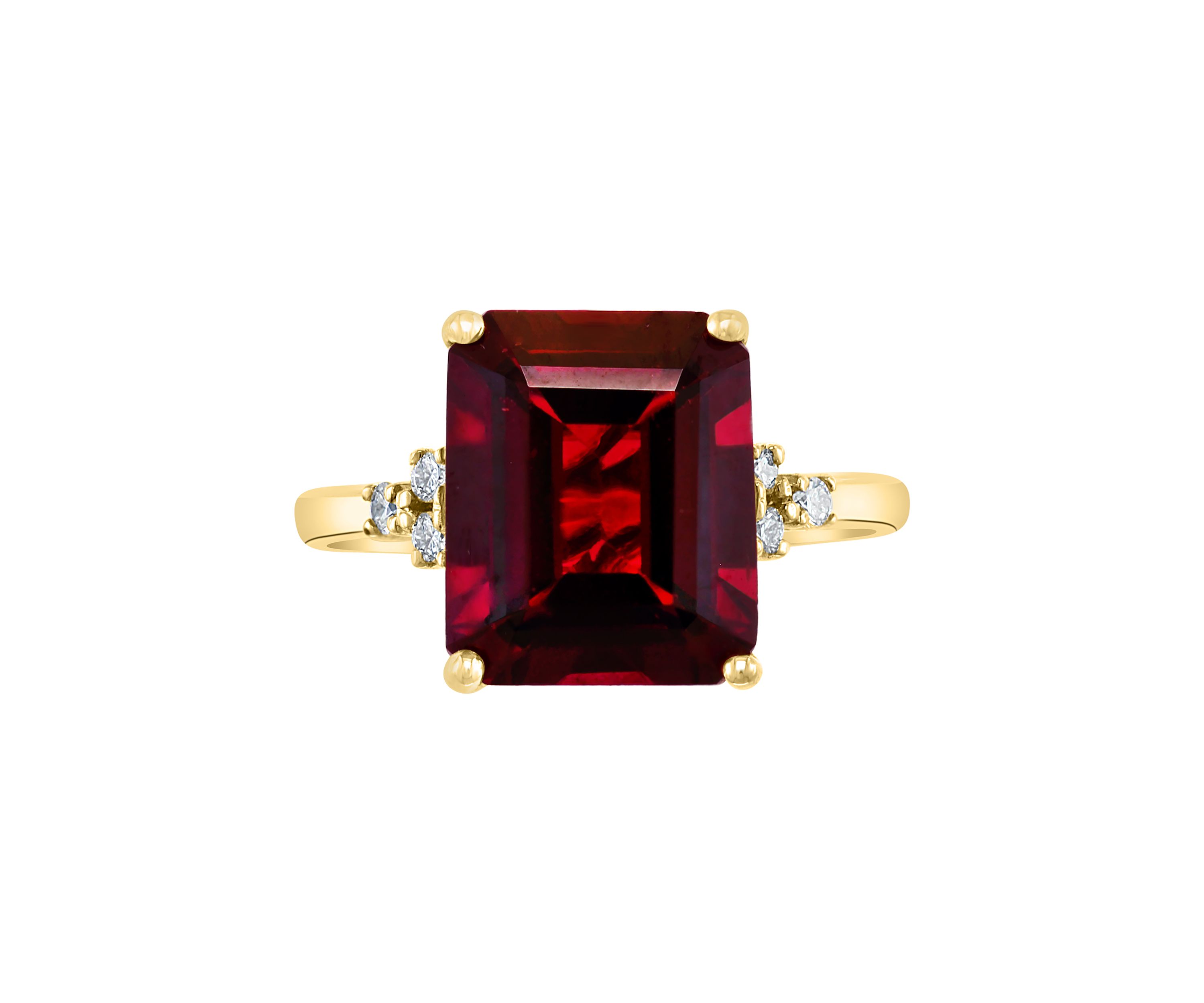 1/8 ct. t.w. Diamond and 6.65 ct. t.w. Garnet Ring in 14K Yellow Gold 