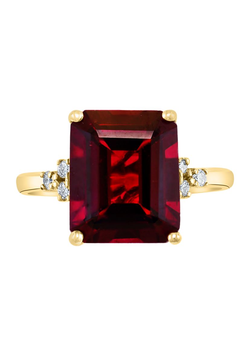 1/8 ct. t.w. Diamond and 6.65 ct. t.w. Garnet Ring in 14K Yellow Gold 