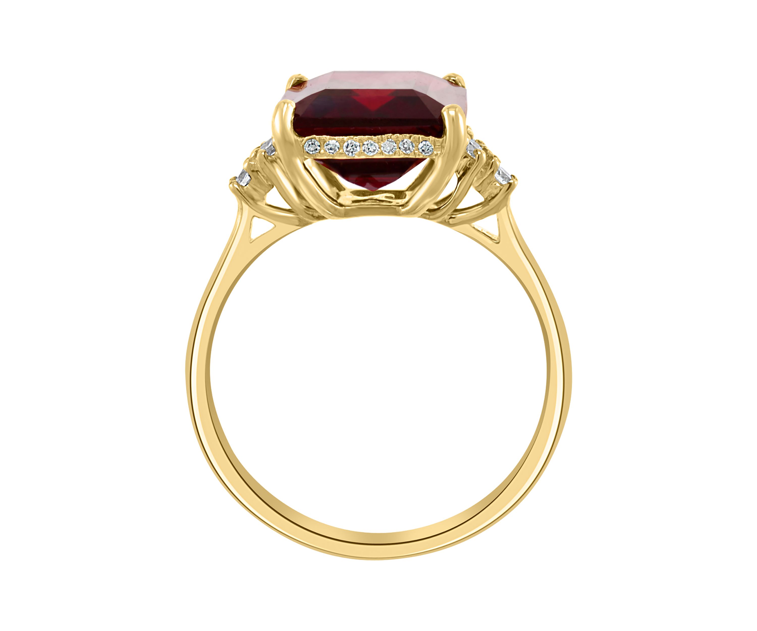 1/8 ct. t.w. Diamond and 6.65 ct. t.w. Garnet Ring in 14K Yellow Gold 