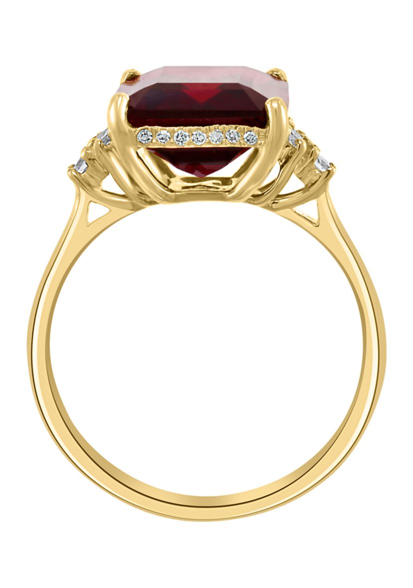1/8 ct. t.w. Diamond and 6.65 ct. t.w. Garnet Ring in 14K Yellow Gold 