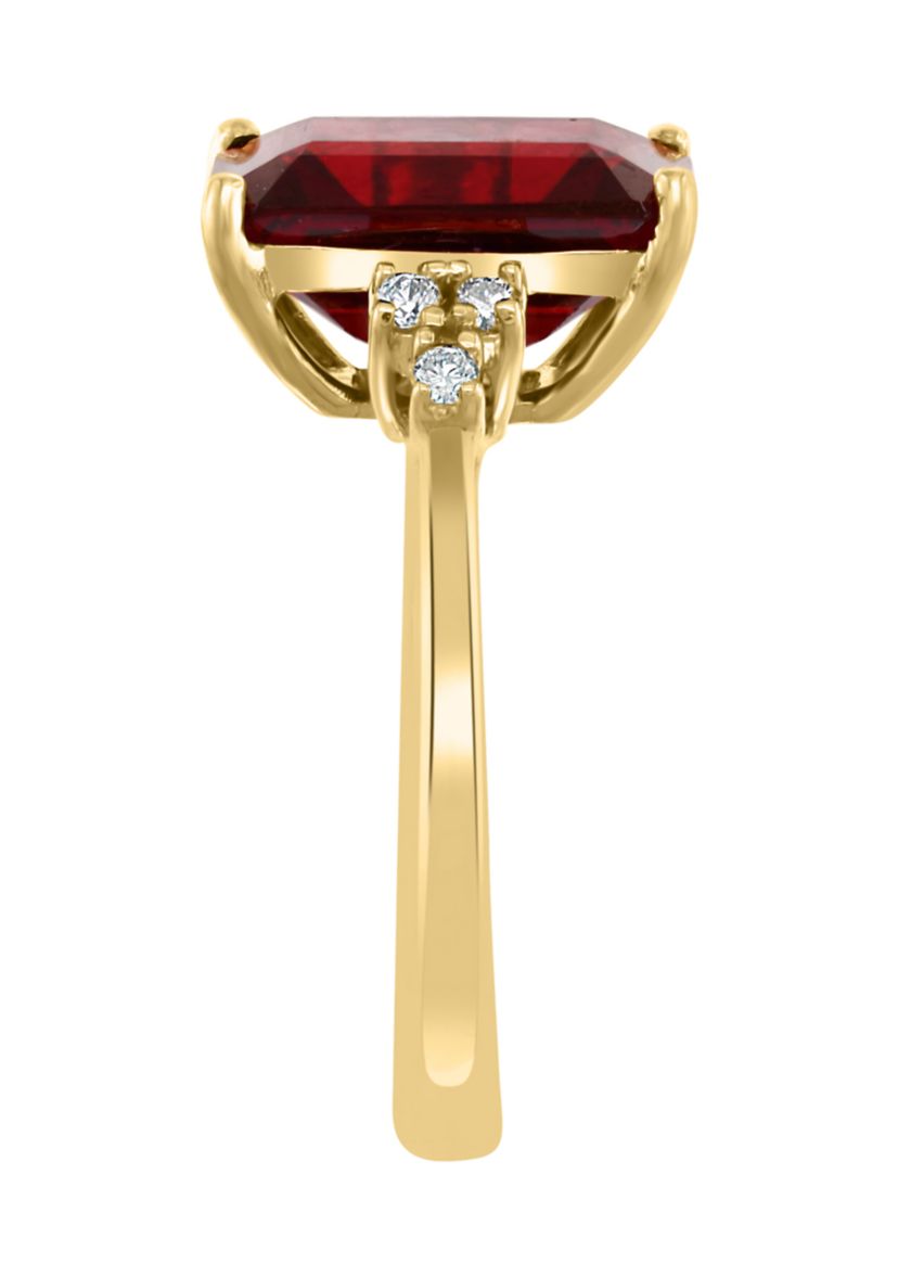 1/8 ct. t.w. Diamond and 6.65 ct. t.w. Garnet Ring in 14K Yellow Gold 