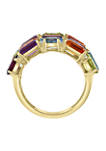 1/6 ct. t.w. Diamond and 9.22 ct. t.w. Mixed Semi Precious Gemstone Mosaic Stack Ring in 14K Yellow Gold