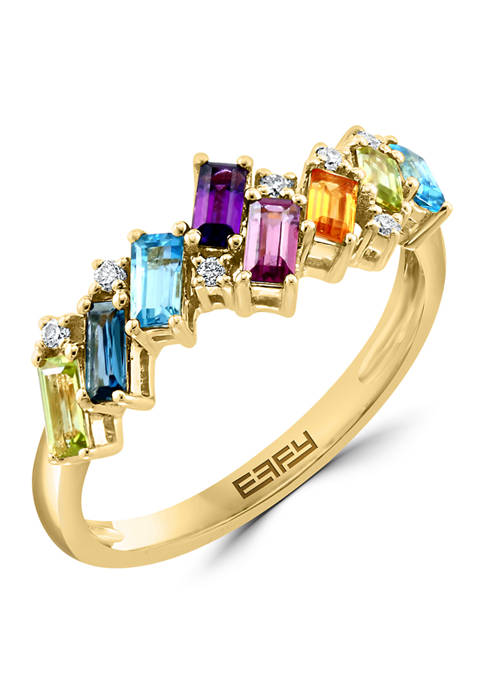 Effy® 14K Yellow Gold Diamond, Amethyst, Blue Topaz,