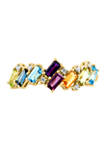 	 14K Yellow Gold Diamond, Amethyst, Blue Topaz, London Blue Topaz, Citrine, Garnet, Rhodolite, and Peridot Earrings 
