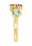 	 14K Yellow Gold Diamond, Amethyst, Blue Topaz, London Blue Topaz, Citrine, Garnet, Rhodolite, and Peridot Earrings 