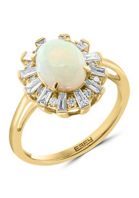 Effy 14K Yellow Gold Diamond And Ethiopian Opal Ring