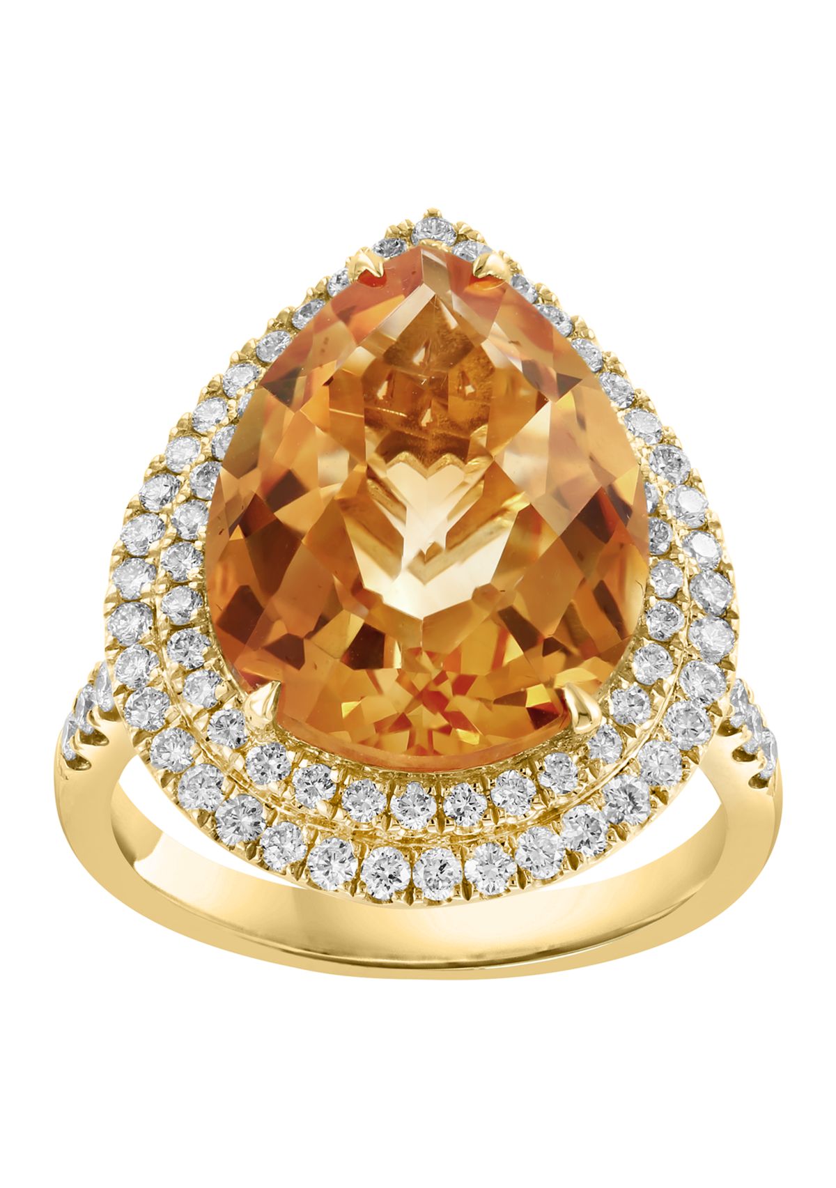 3/4 ct. t.w. Diamond and Citrine Pear Ring in 14K Yellow Gold
