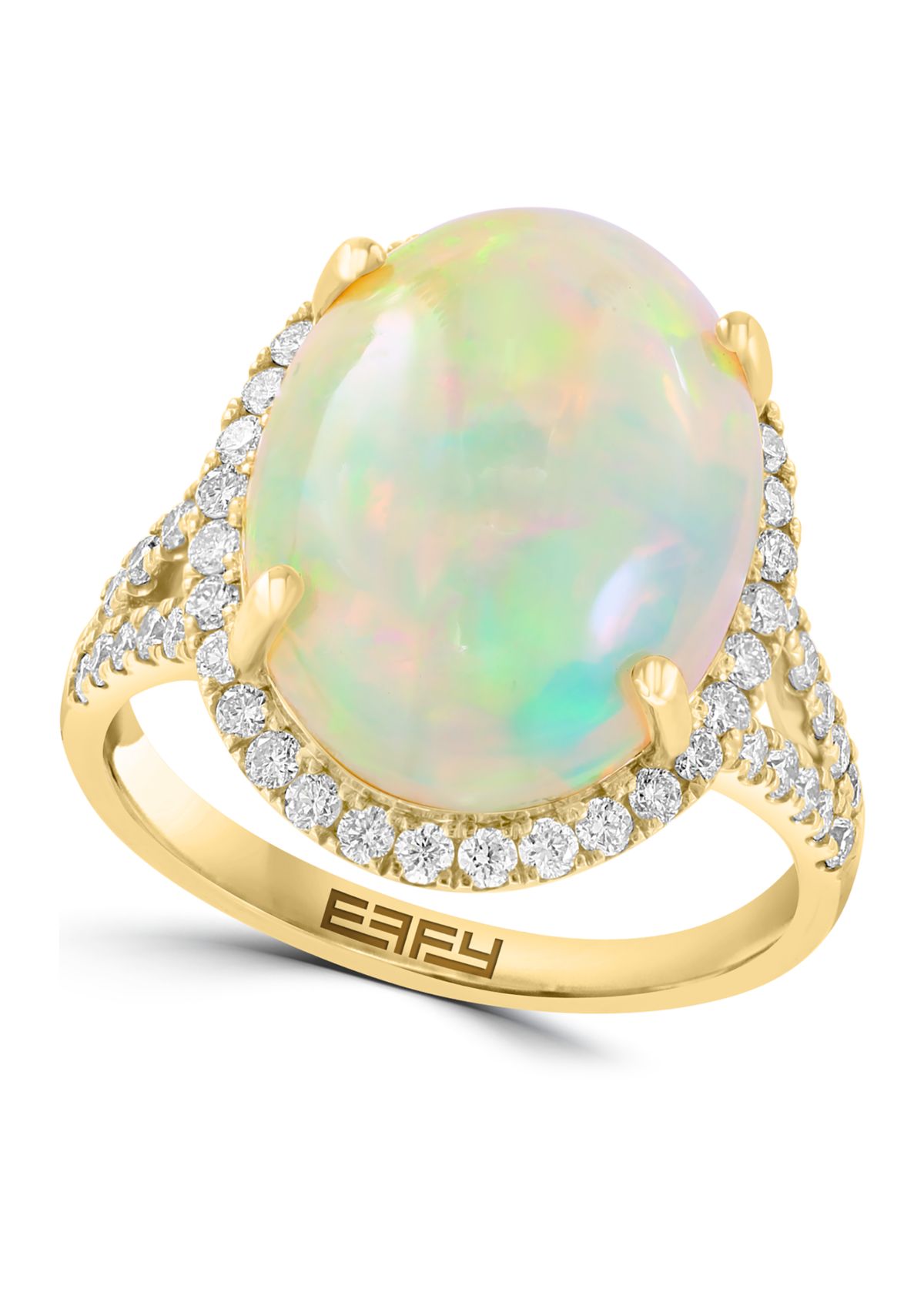 5/8 ct. t.w. Diamond and 5.35 ct. t.w. Ethiopian Opal Ring In 14K Yellow Gold