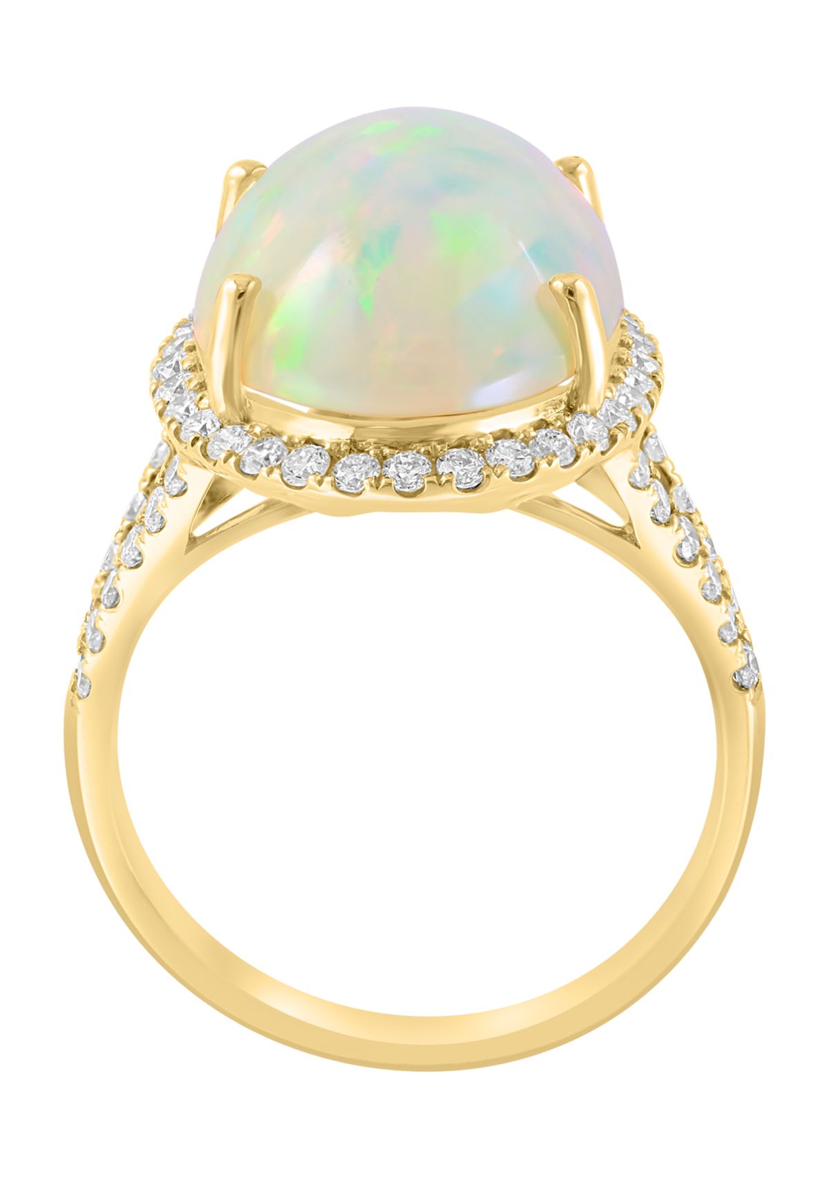 5/8 ct. t.w. Diamond and 5.35 ct. t.w. Ethiopian Opal Ring In 14K Yellow Gold