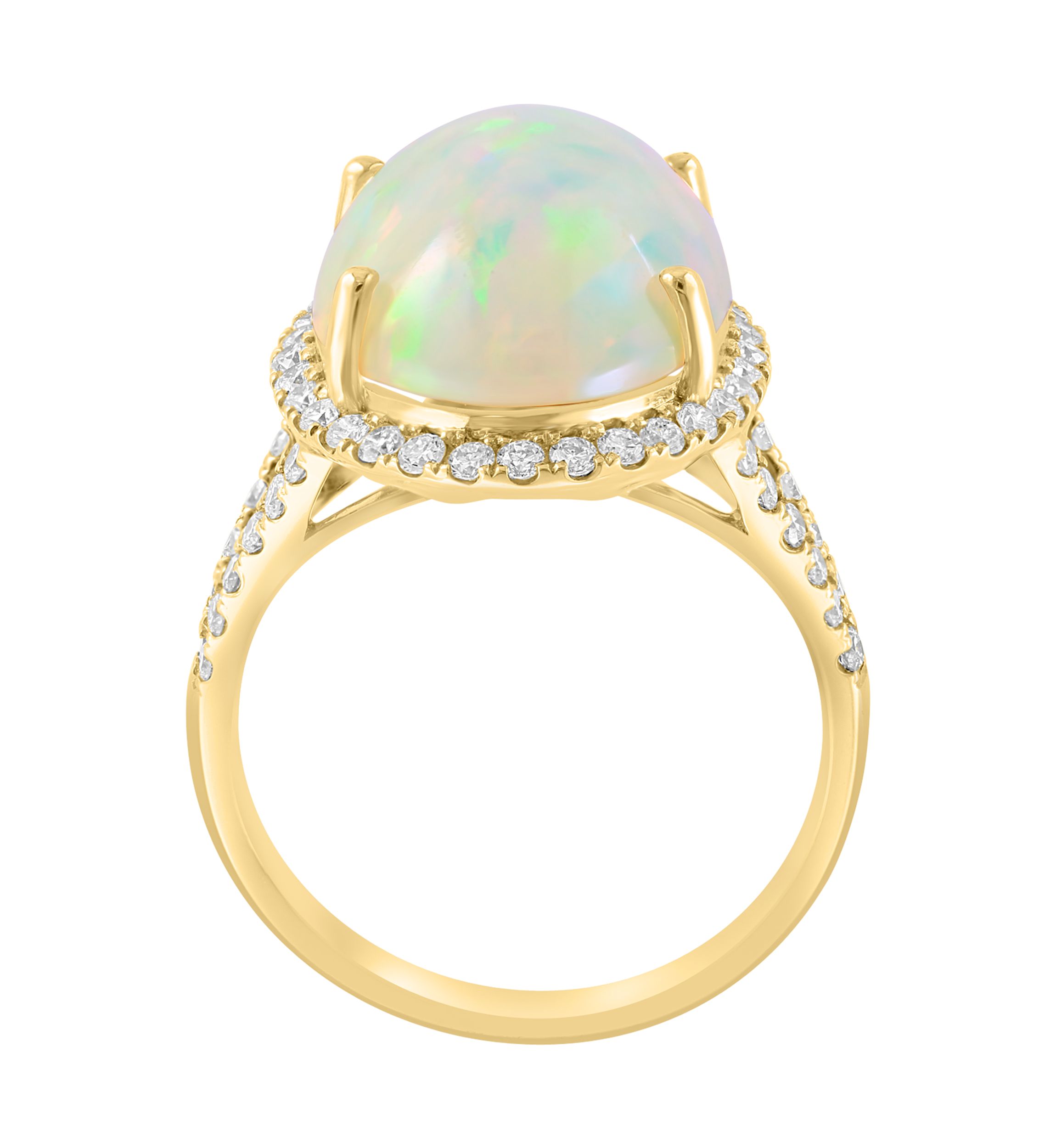 5/8 ct. t.w. Diamond and 5.35 ct. t.w. Ethiopian Opal Ring In 14K Yellow Gold