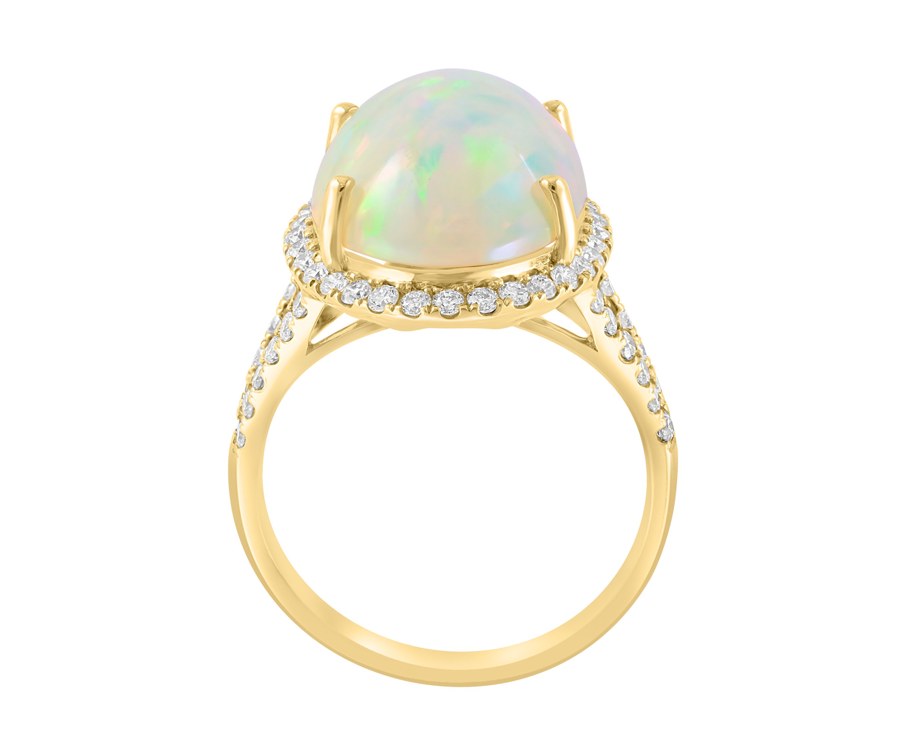 5/8 ct. t.w. Diamond and 5.35 ct. t.w. Ethiopian Opal Ring In 14K Yellow Gold