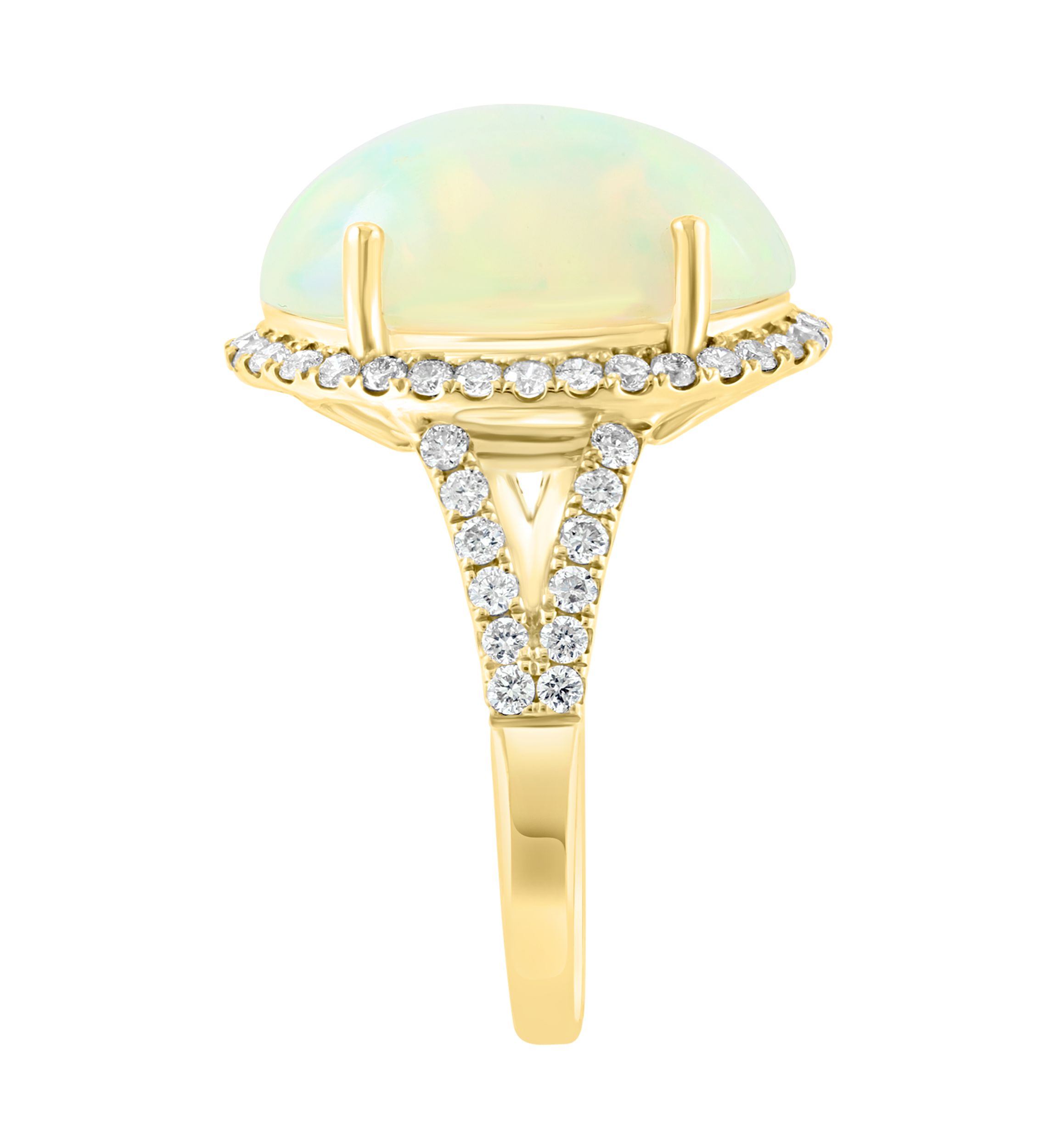 5/8 ct. t.w. Diamond and 5.35 ct. t.w. Ethiopian Opal Ring In 14K Yellow Gold