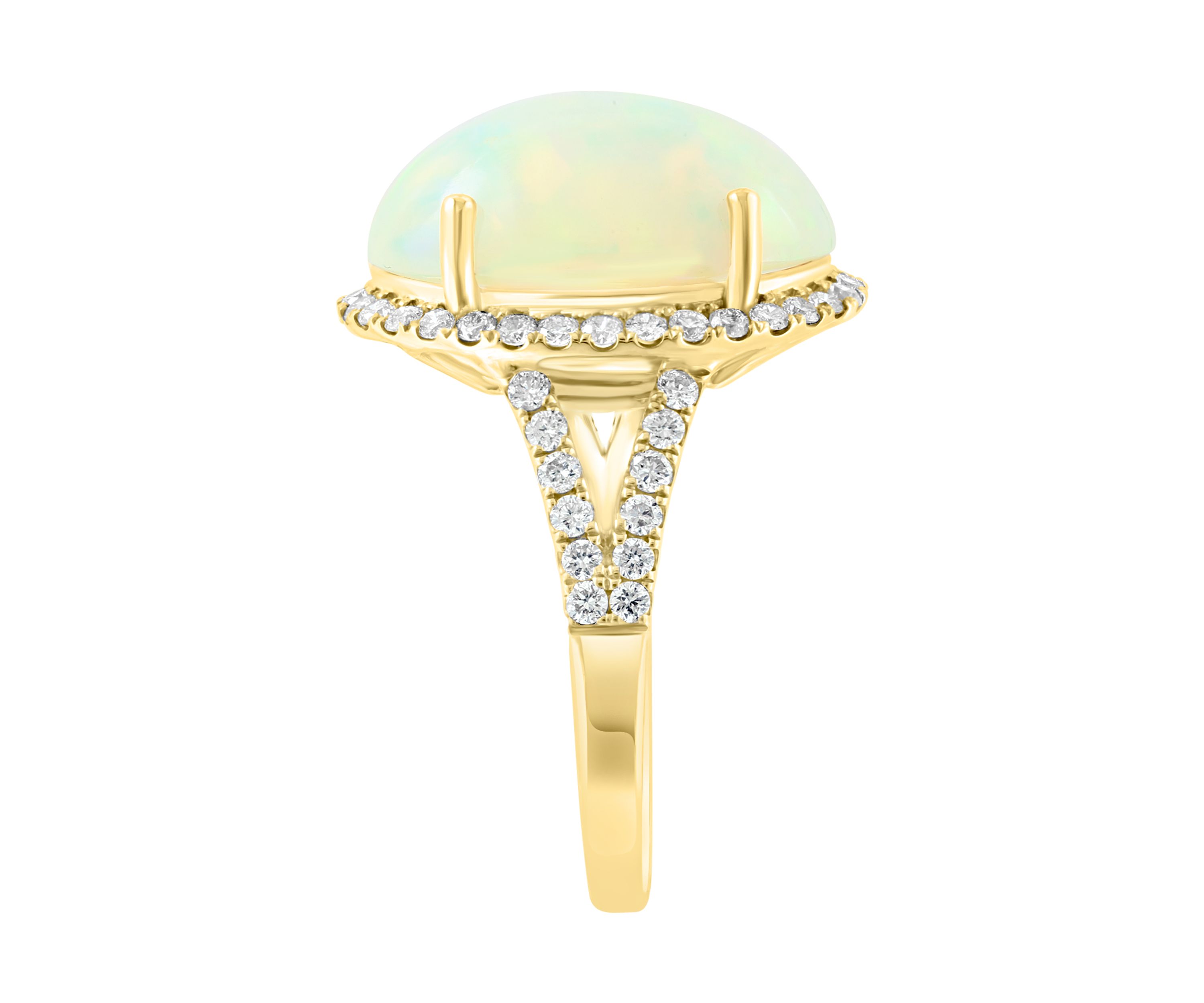 5/8 ct. t.w. Diamond and 5.35 ct. t.w. Ethiopian Opal Ring In 14K Yellow Gold