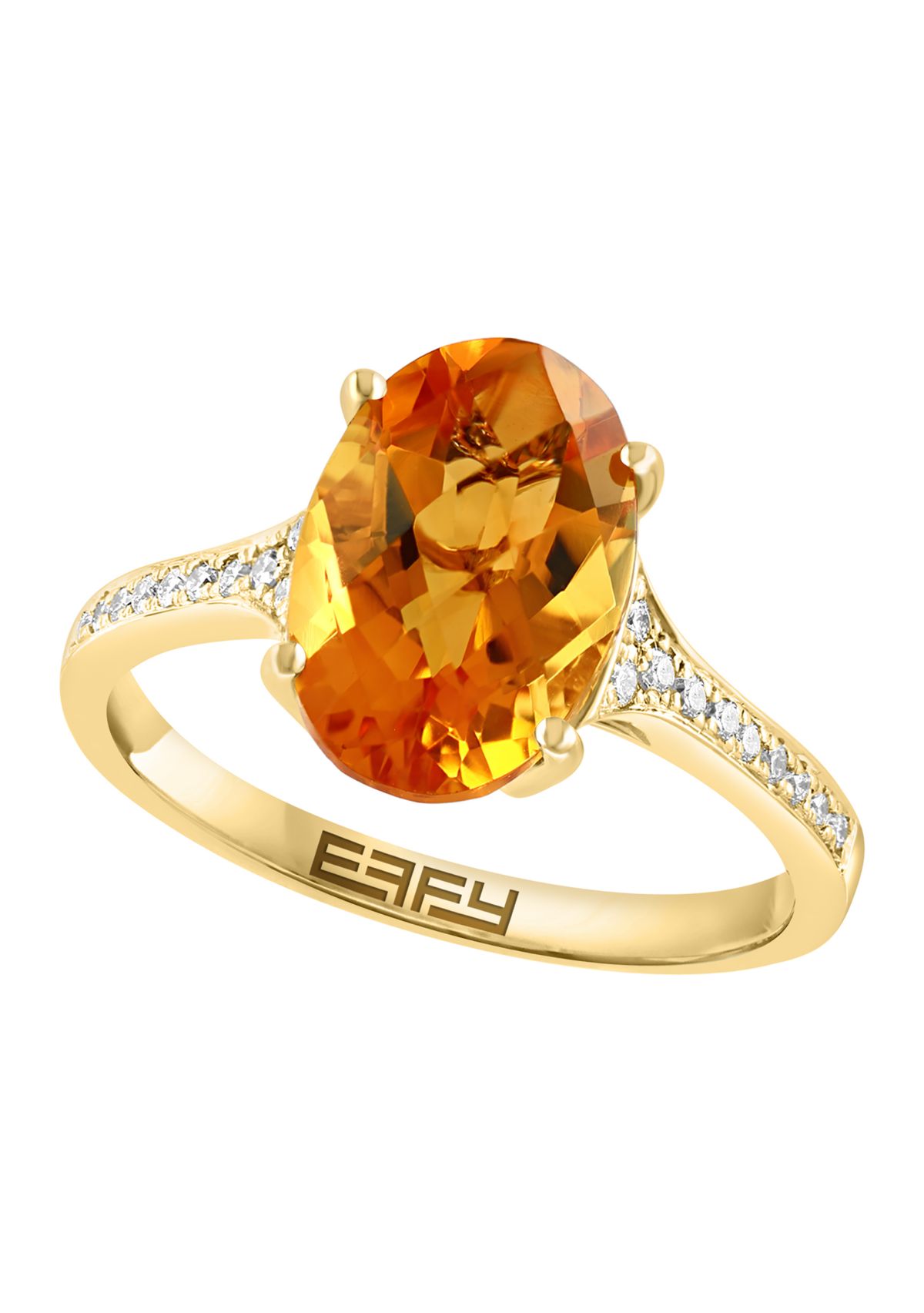1/8 ct. t.w. Diamond, 3.15 ct. t.w. Citrine Ring in 14K Yellow Gold