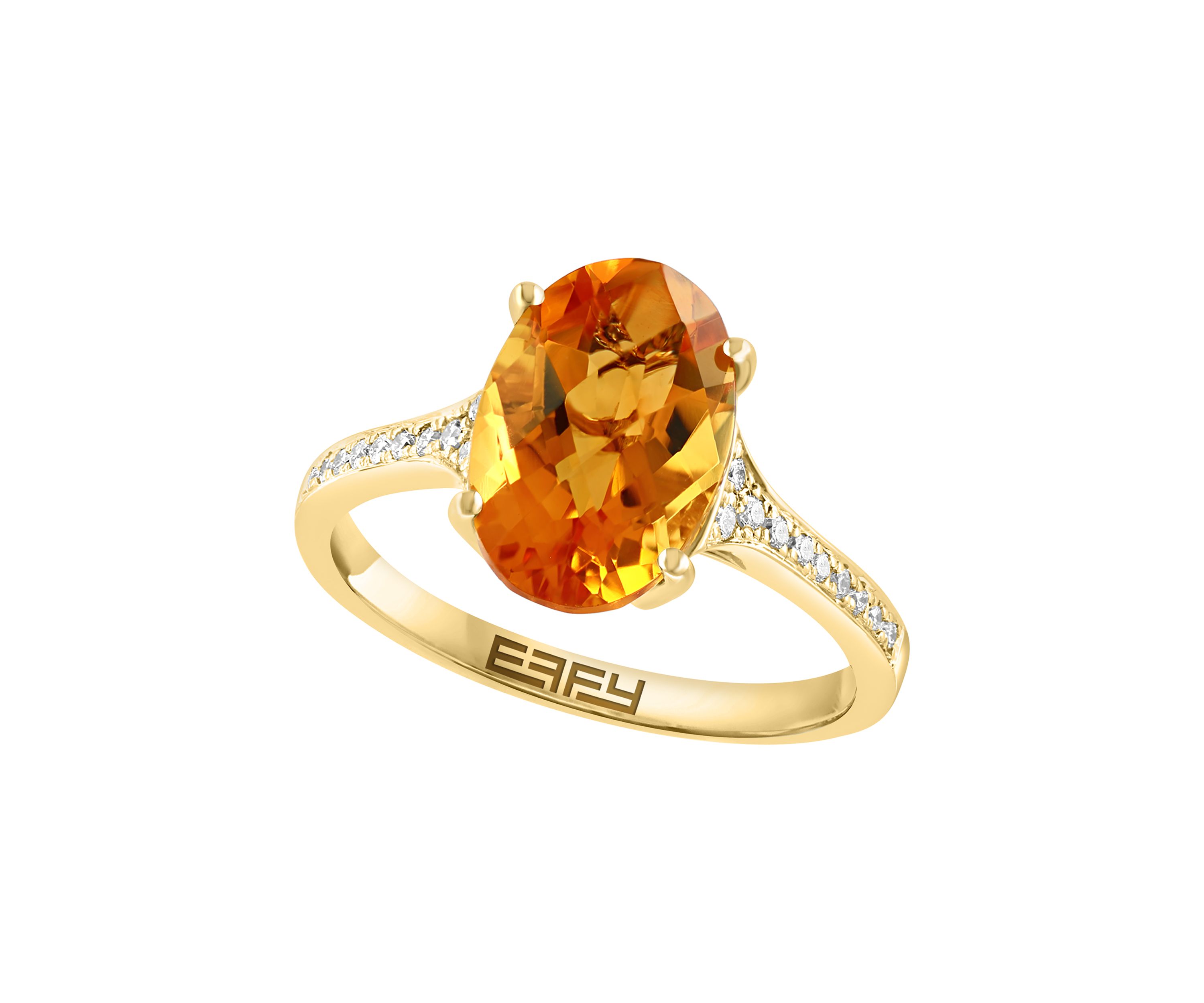 1/8 ct. t.w. Diamond, 3.15 ct. t.w. Citrine Ring in 14K Yellow Gold