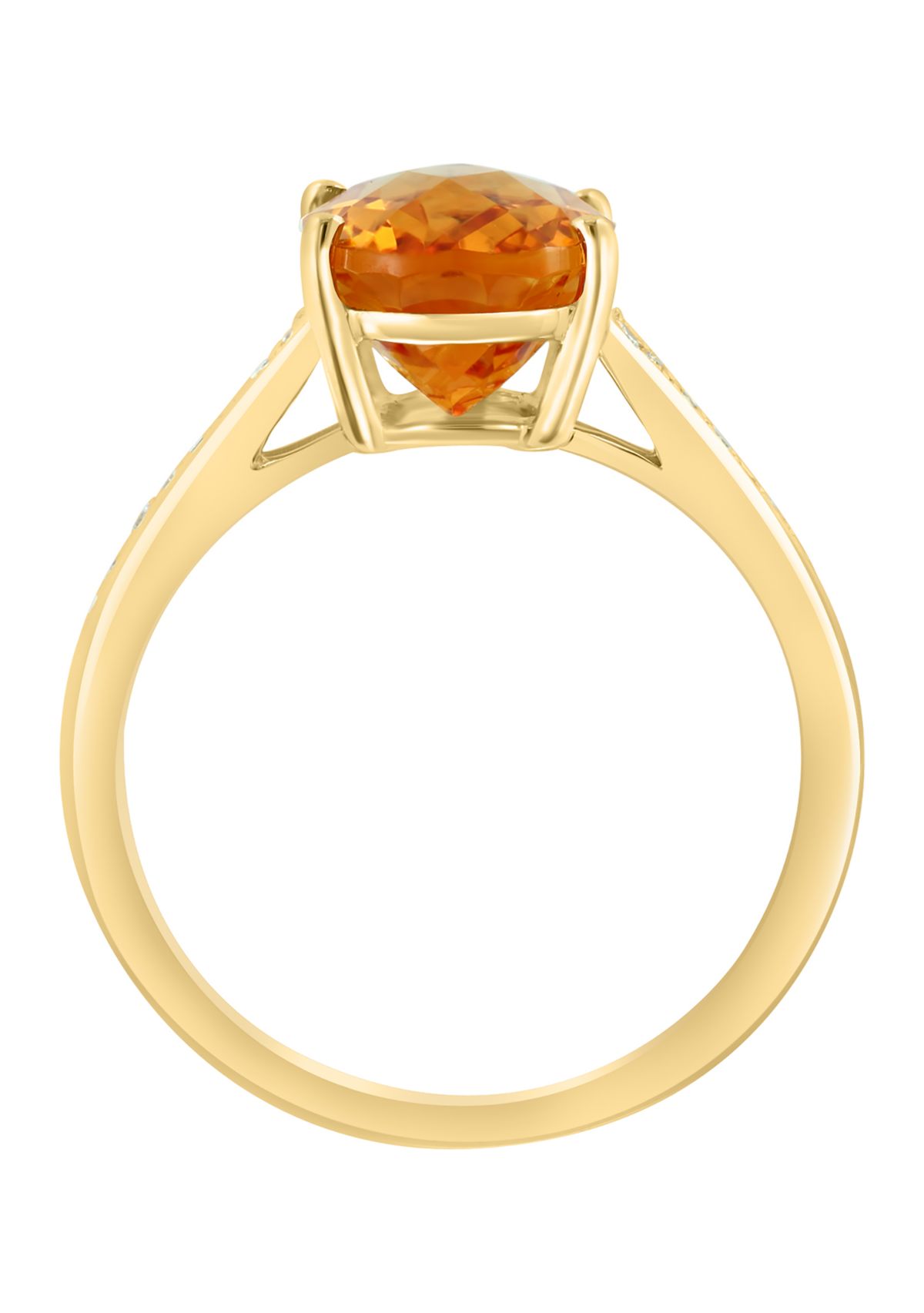 1/8 ct. t.w. Diamond, 3.15 ct. t.w. Citrine Ring in 14K Yellow Gold