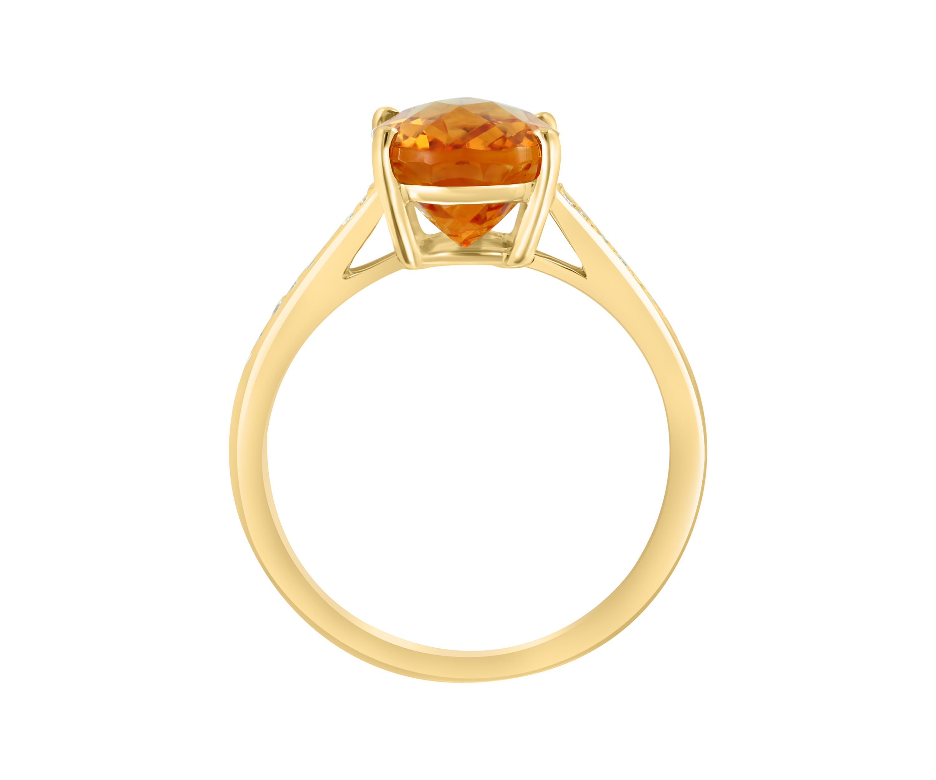 1/8 ct. t.w. Diamond, 3.15 ct. t.w. Citrine Ring in 14K Yellow Gold