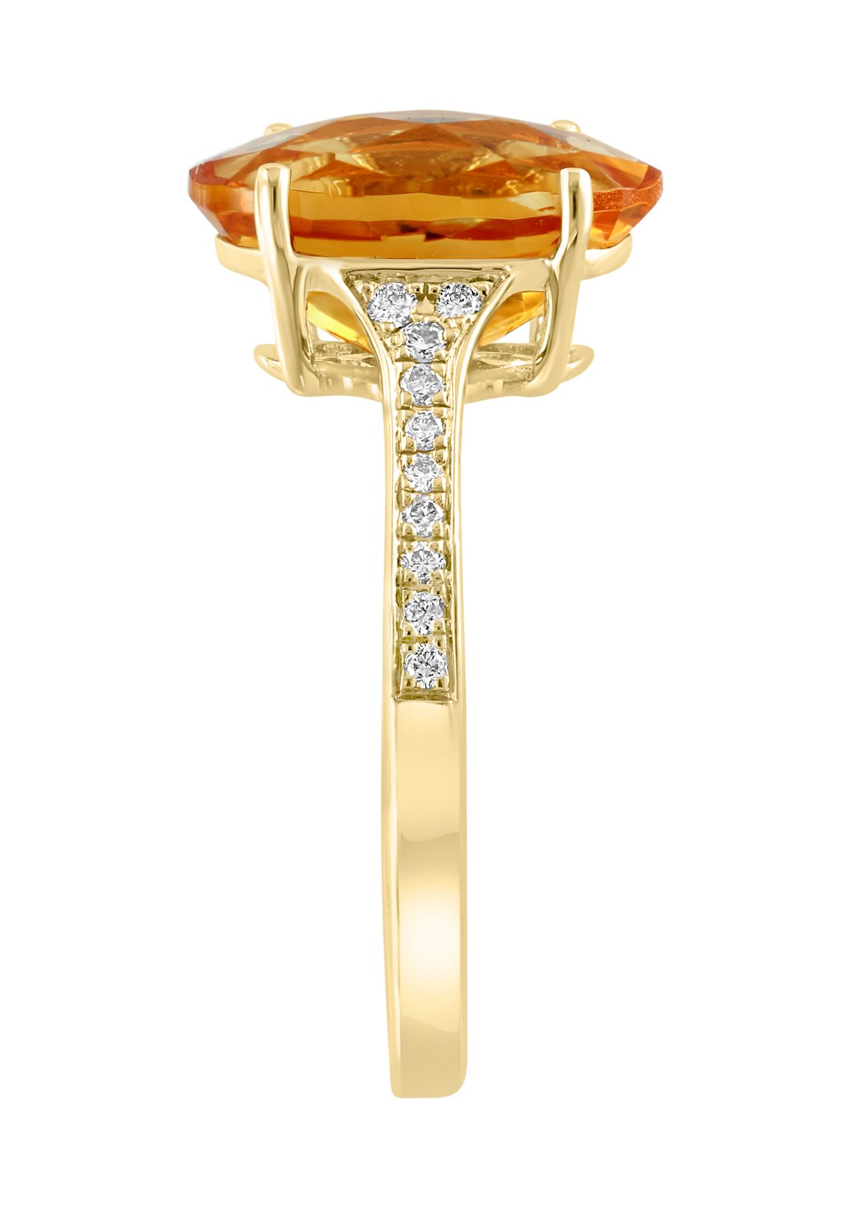 1/8 ct. t.w. Diamond, 3.15 ct. t.w. Citrine Ring in 14K Yellow Gold