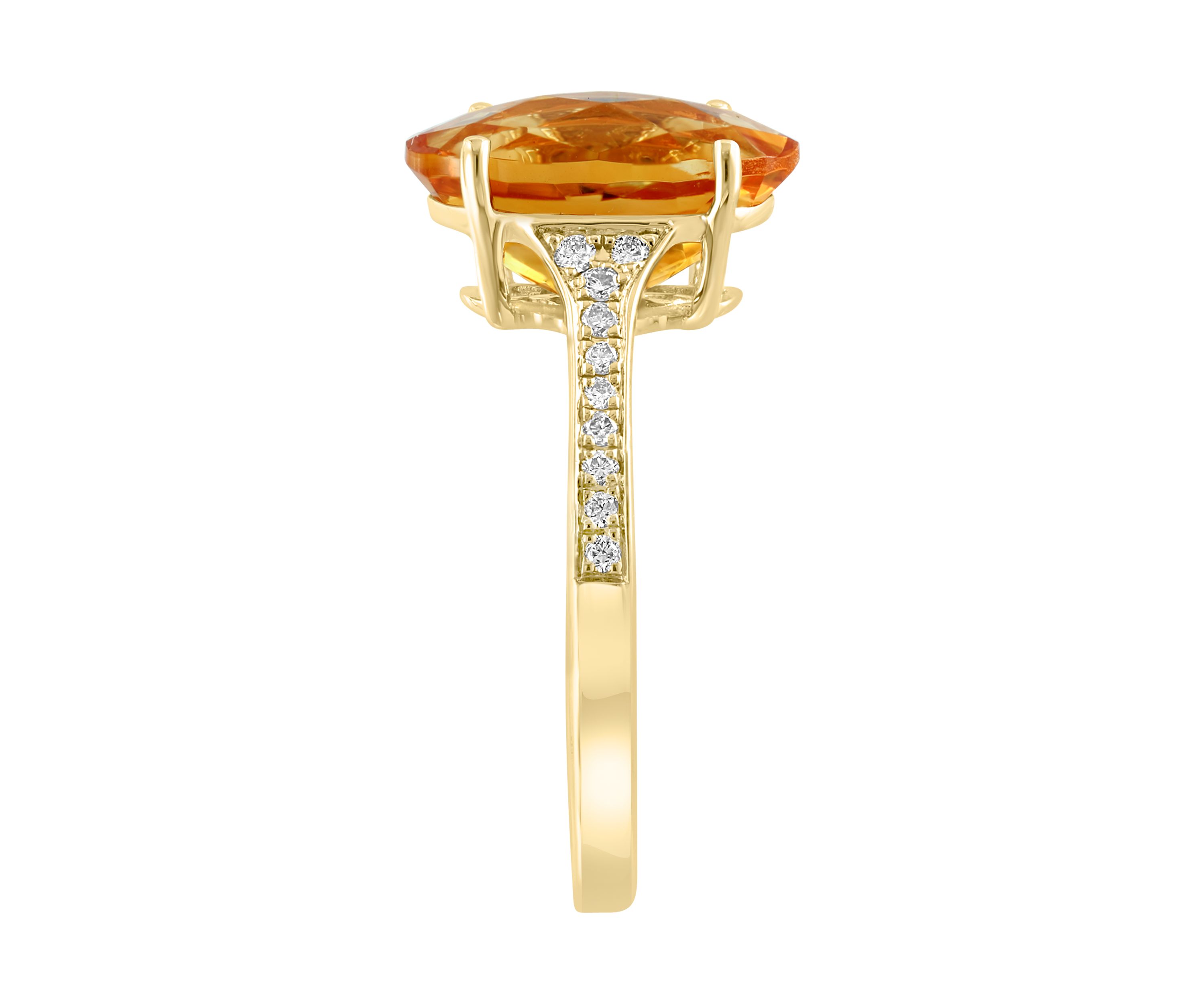1/8 ct. t.w. Diamond, 3.15 ct. t.w. Citrine Ring in 14K Yellow Gold