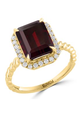Effy 1/4 Ct. T.w. Diamond And Garnet Ring In 14K Yellow Gold, 7 -  0617892837227