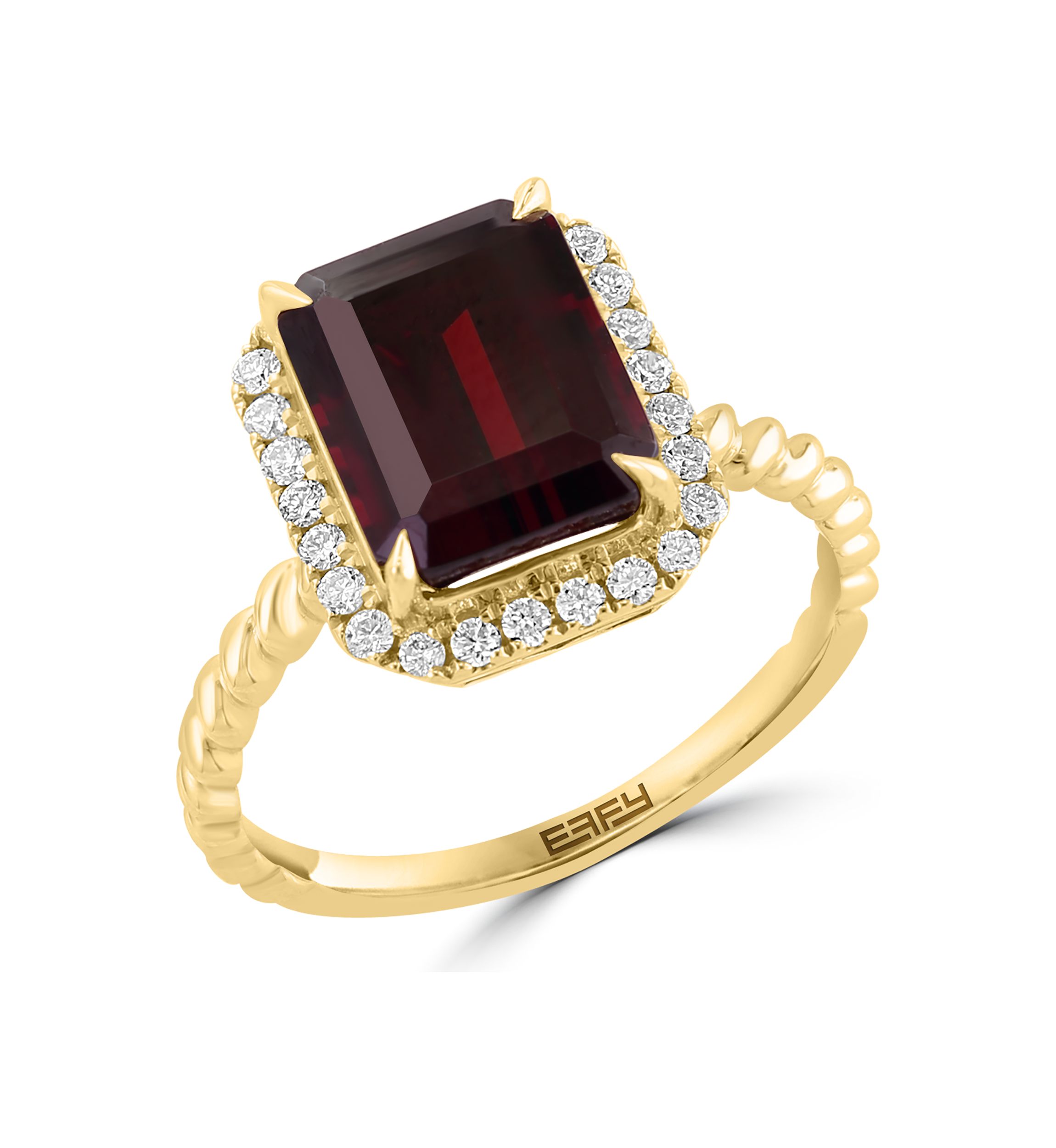 1/4 ct. t.w. Diamond and Garnet Ring in 14K Yellow Gold