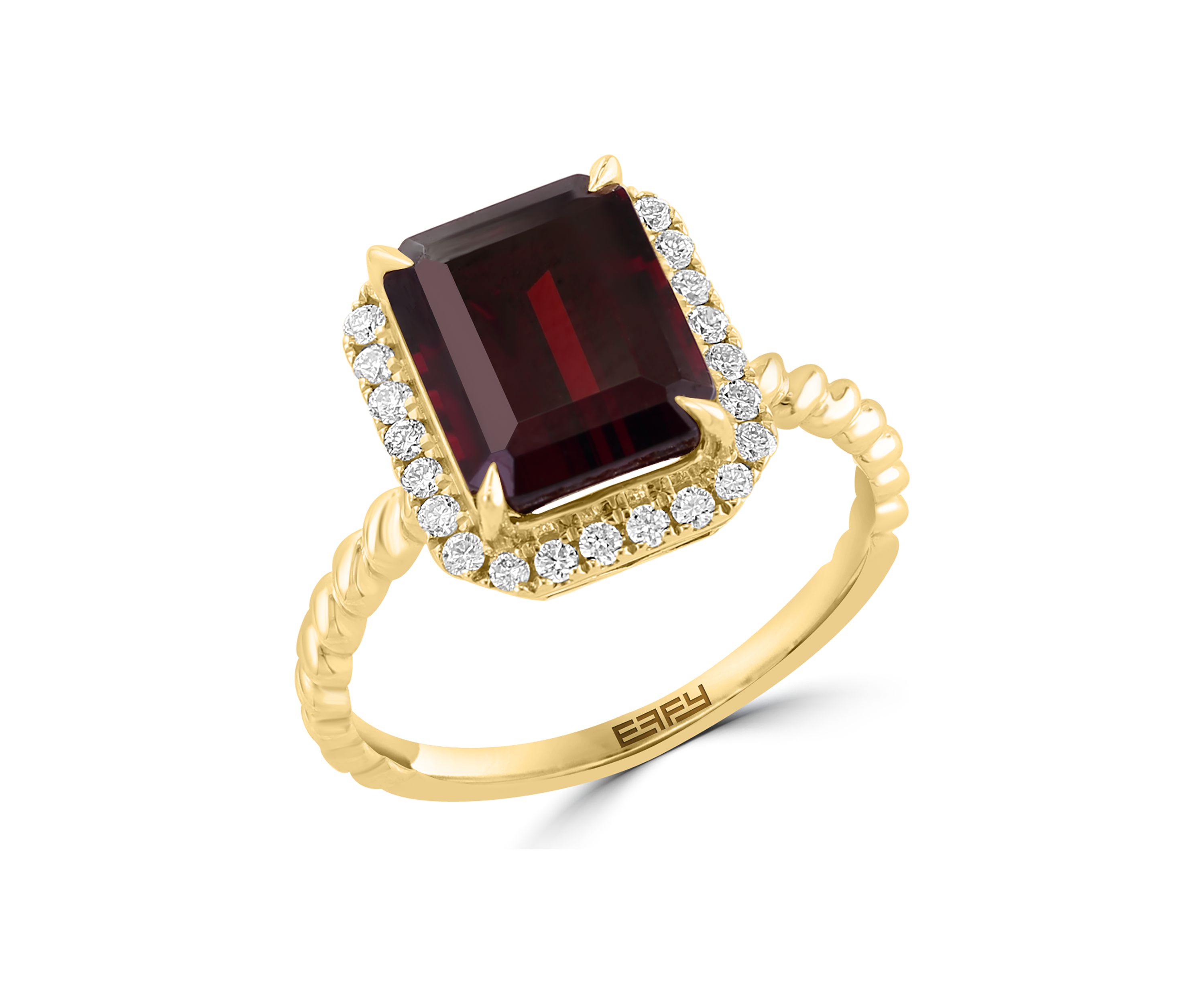1/4 ct. t.w. Diamond and Garnet Ring in 14K Yellow Gold