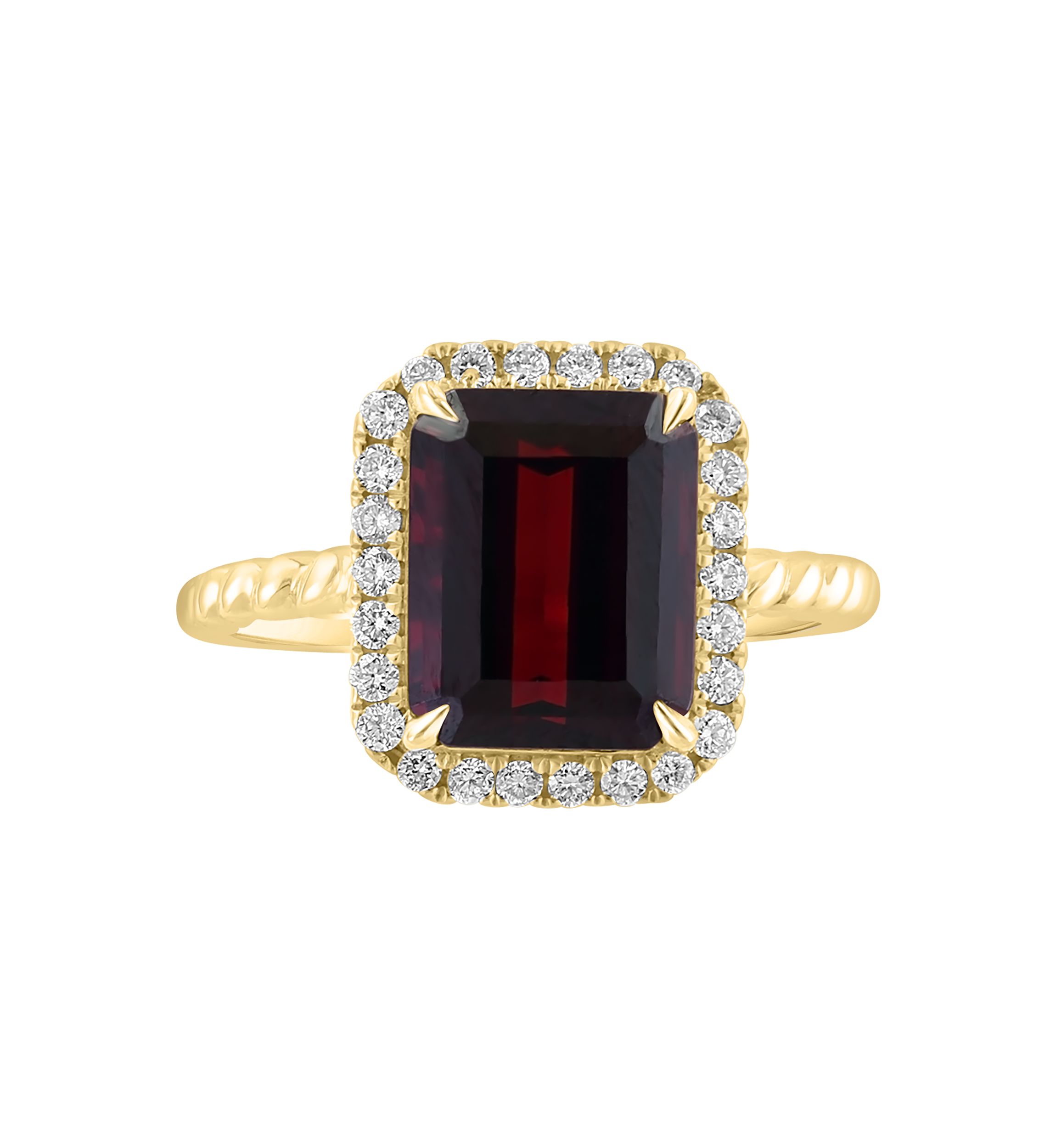 1/4 ct. t.w. Diamond and Garnet Ring in 14K Yellow Gold