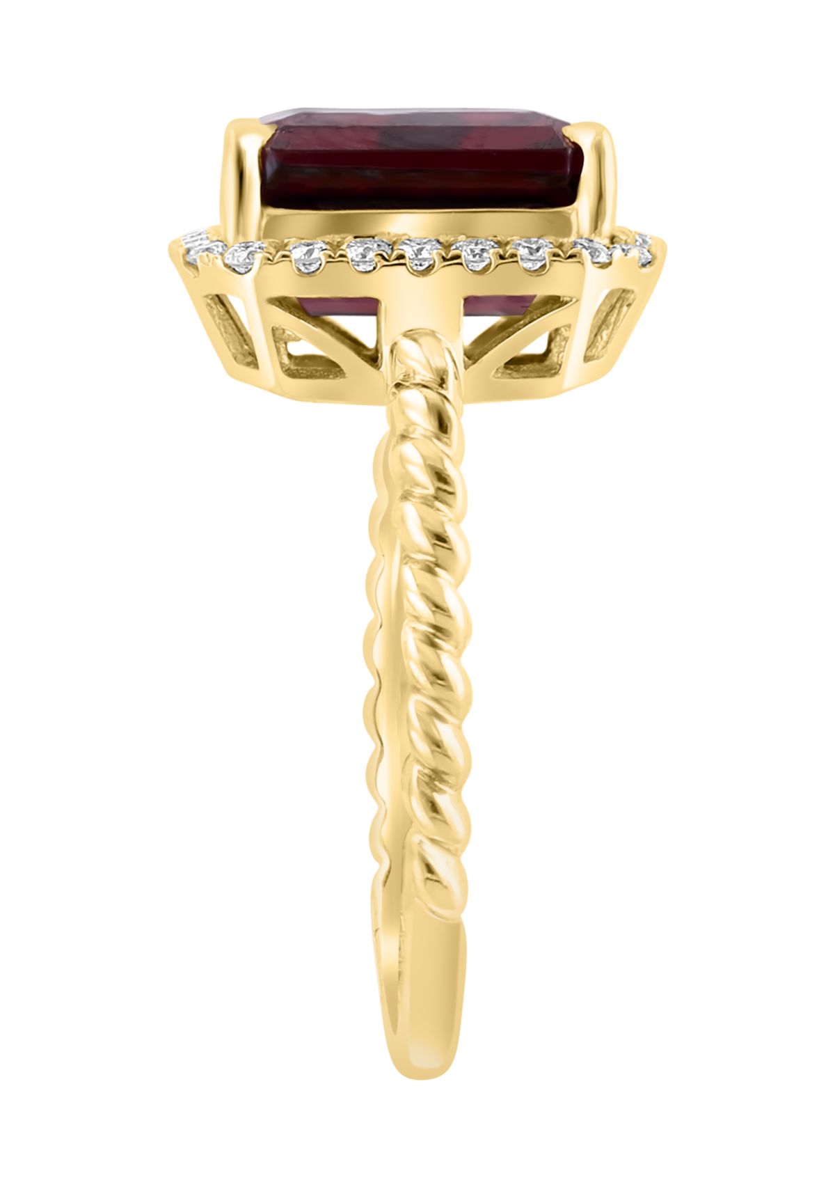 1/4 ct. t.w. Diamond and Garnet Ring in 14K Yellow Gold