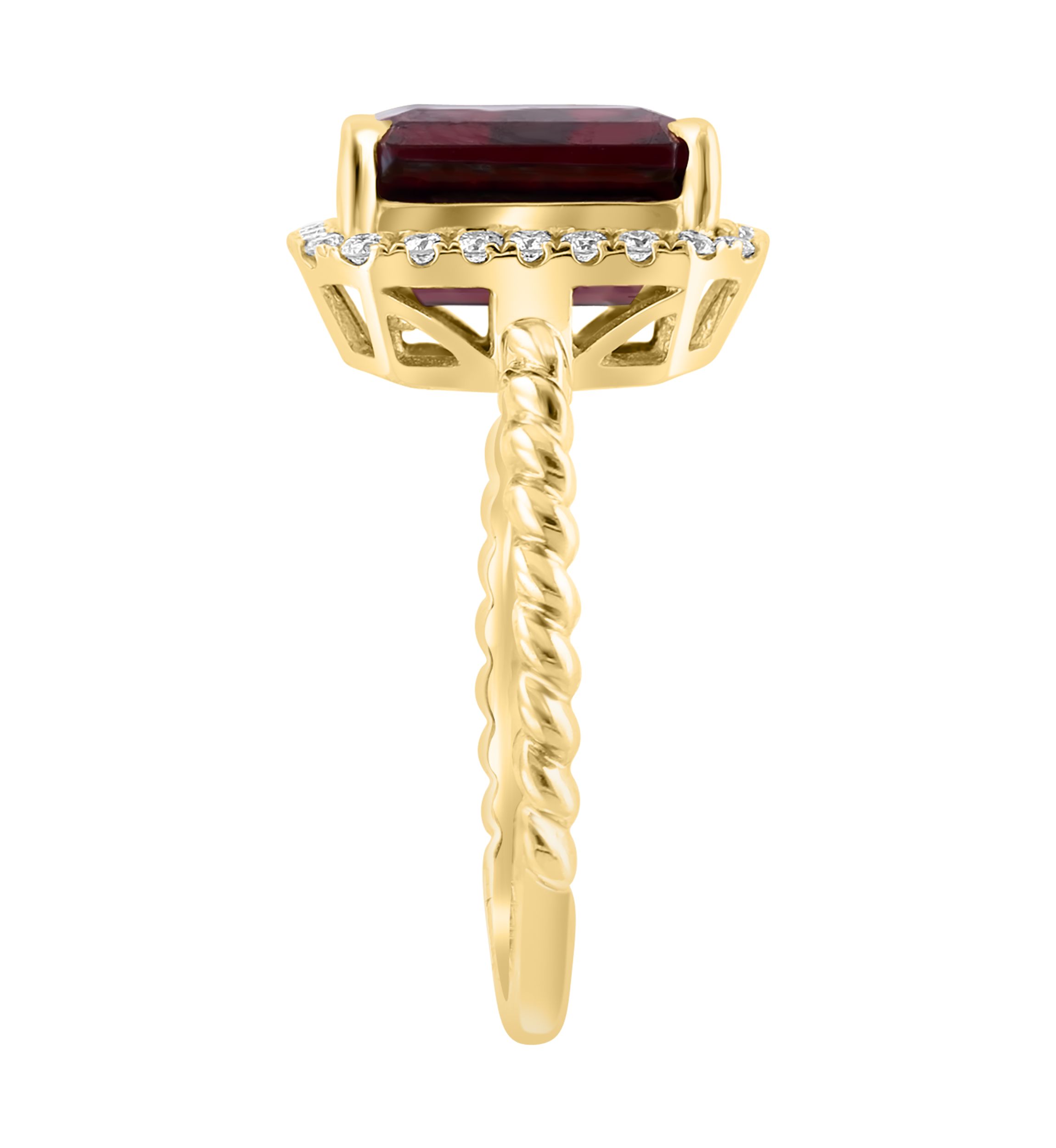 1/4 ct. t.w. Diamond and Garnet Ring in 14K Yellow Gold