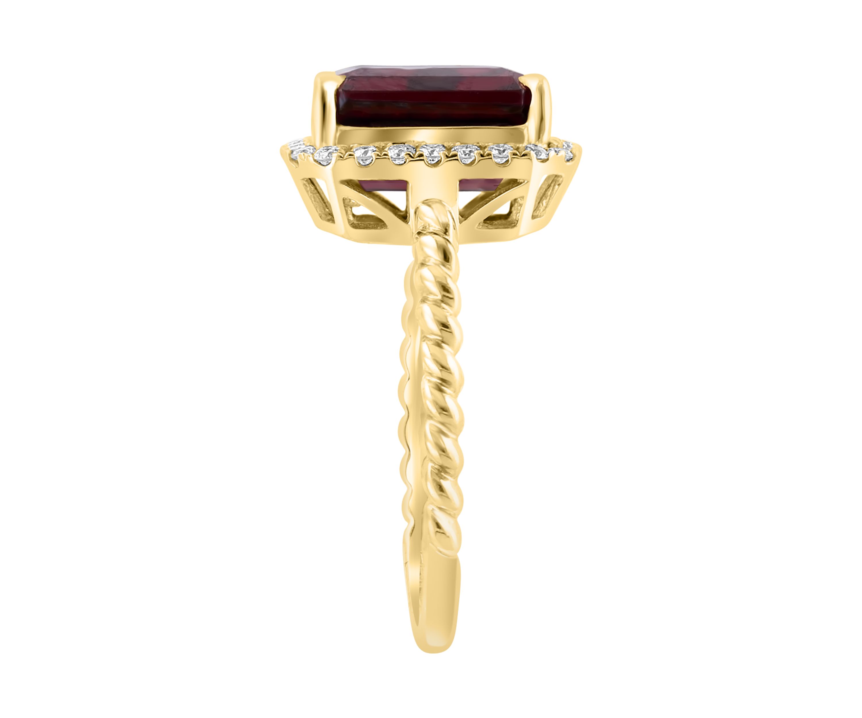 1/4 ct. t.w. Diamond and Garnet Ring in 14K Yellow Gold