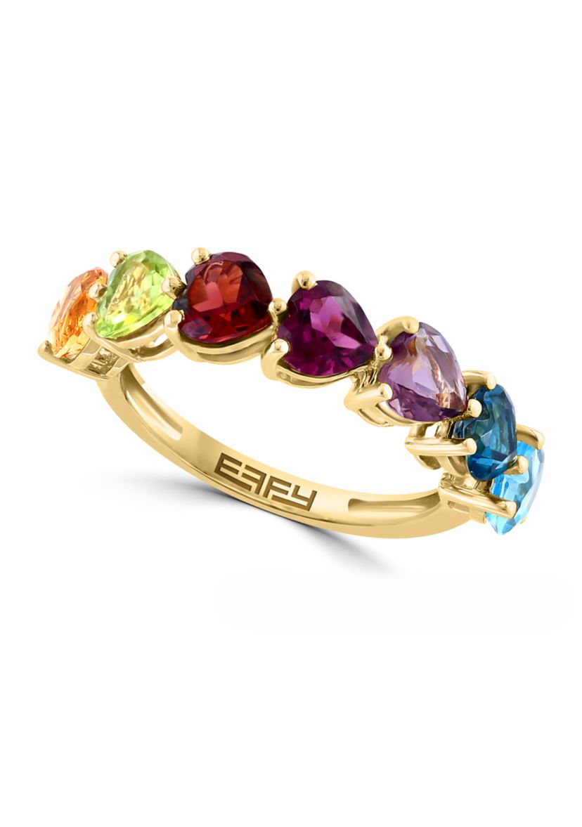  Amethyst, Blue Topaz, London Blue Topaz, Citrine, Garnet, Rhodolite, Peridot Ring In 14k Yellow Gold