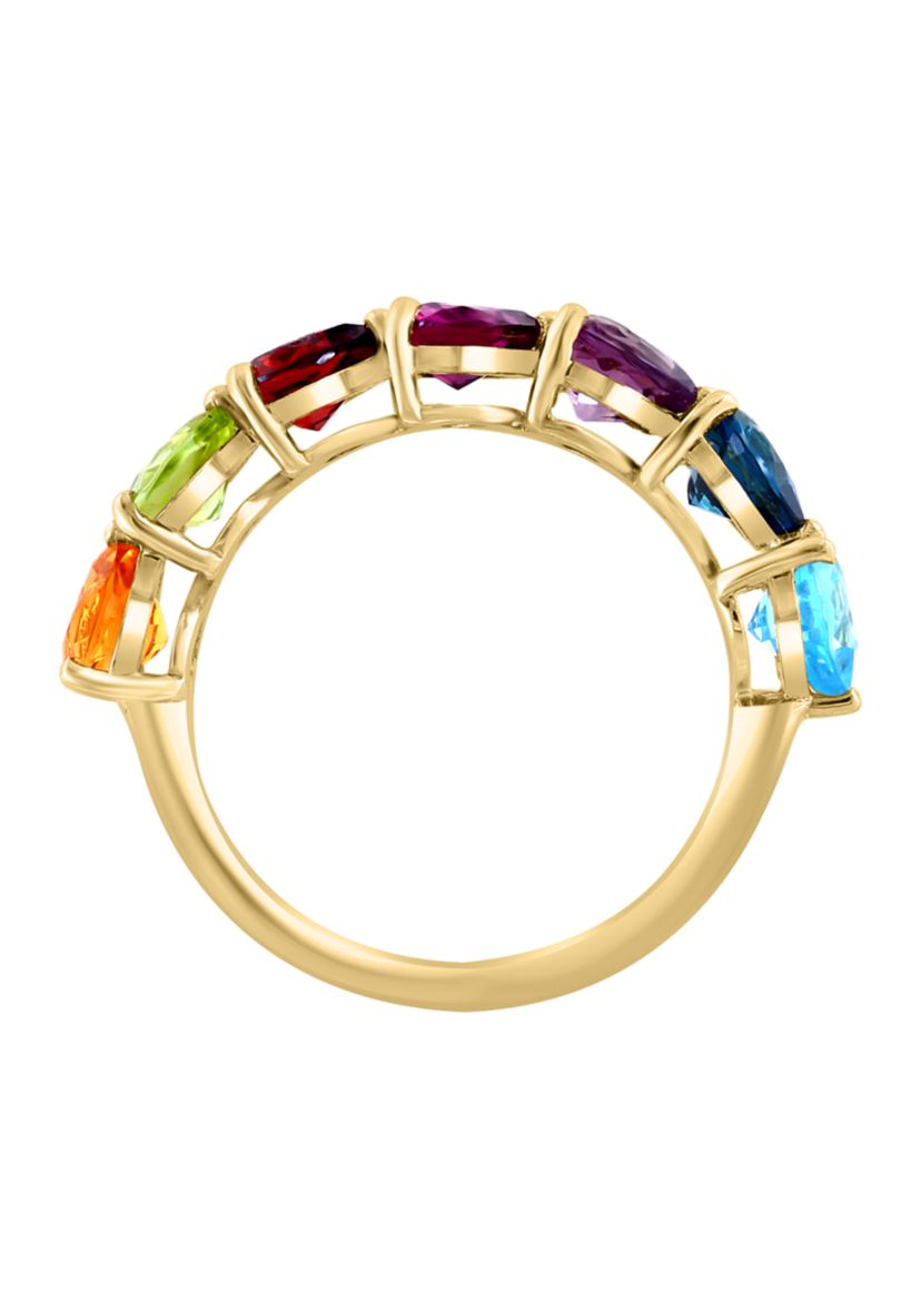  Amethyst, Blue Topaz, London Blue Topaz, Citrine, Garnet, Rhodolite, Peridot Ring In 14k Yellow Gold