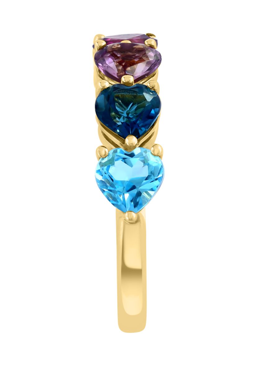  Amethyst, Blue Topaz, London Blue Topaz, Citrine, Garnet, Rhodolite, Peridot Ring In 14k Yellow Gold
