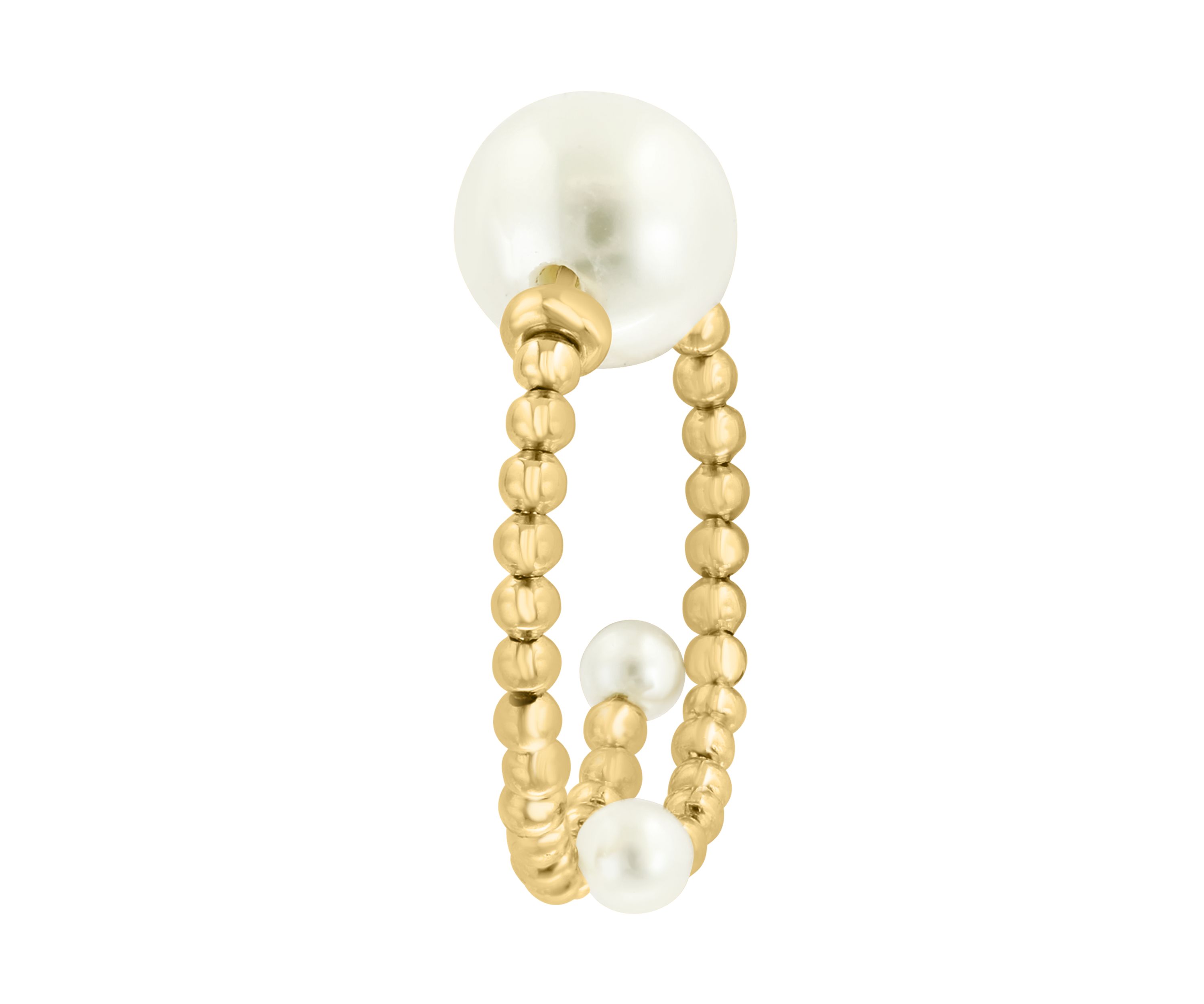 Freshwater Pearl Beaded Ring with Flexible Band in 14K Yellow Gold