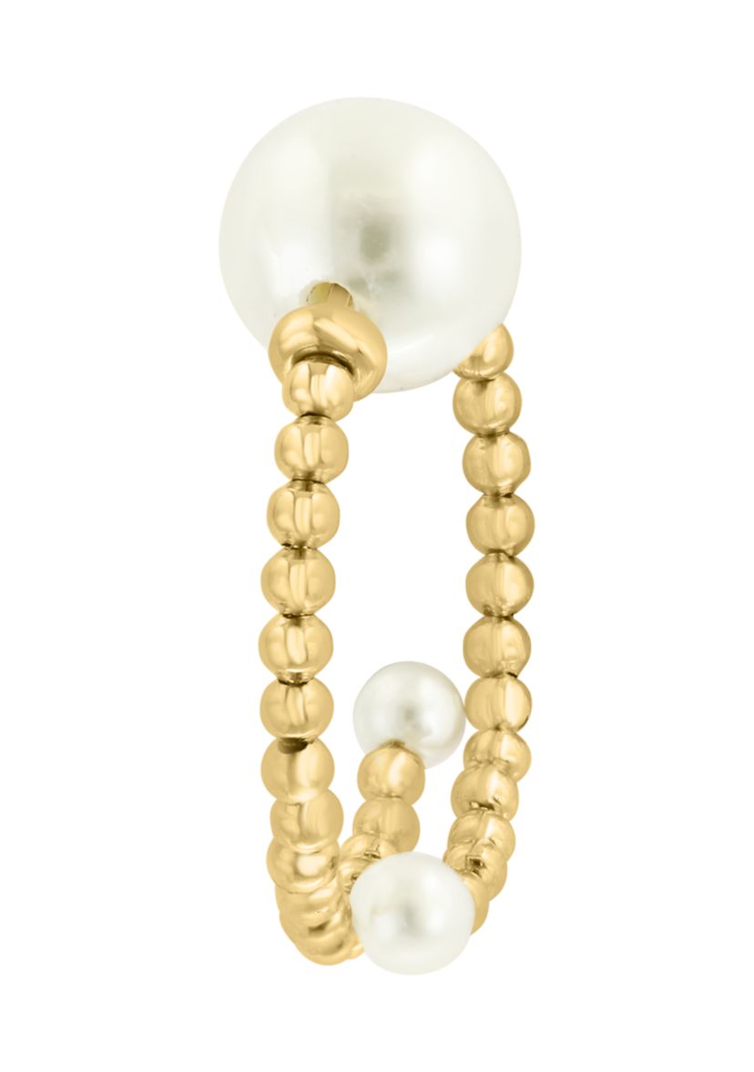 Freshwater Pearl Beaded Ring with Flexible Band in 14K Yellow Gold