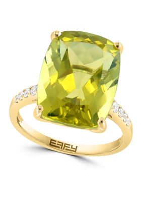 Effy 1/5 ct. t.w. Diamond and Lemon Quartz Ring in 14K Yellow Gold -  5400451IRY0V438UR