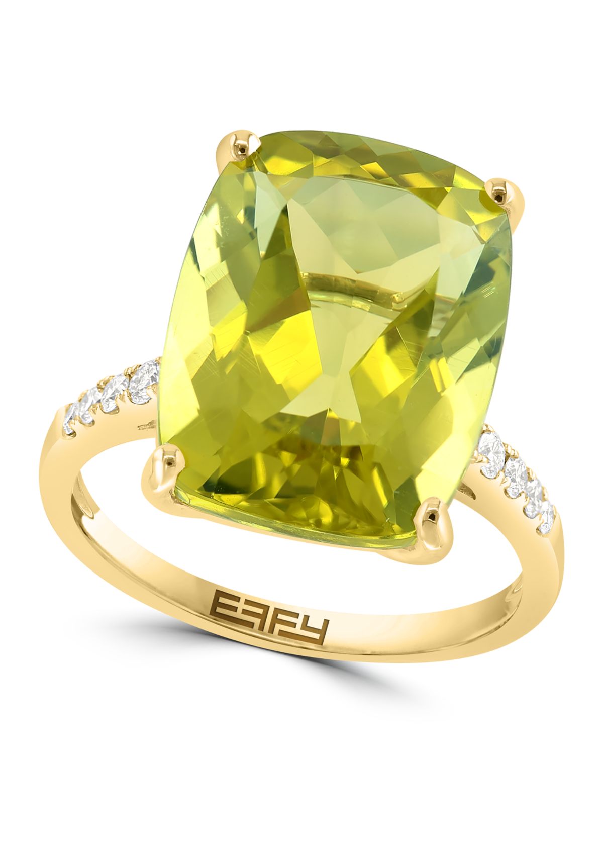 1/5 ct. t.w. Diamond and Lemon Quartz Ring in 14K Yellow Gold