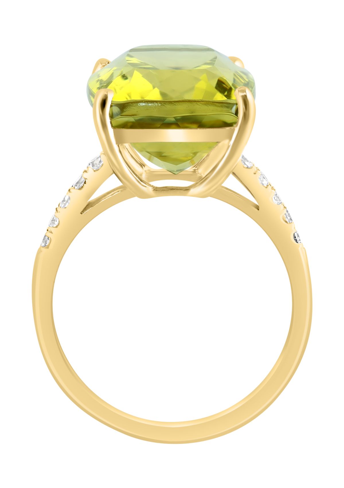 1/5 ct. t.w. Diamond and Lemon Quartz Ring in 14K Yellow Gold