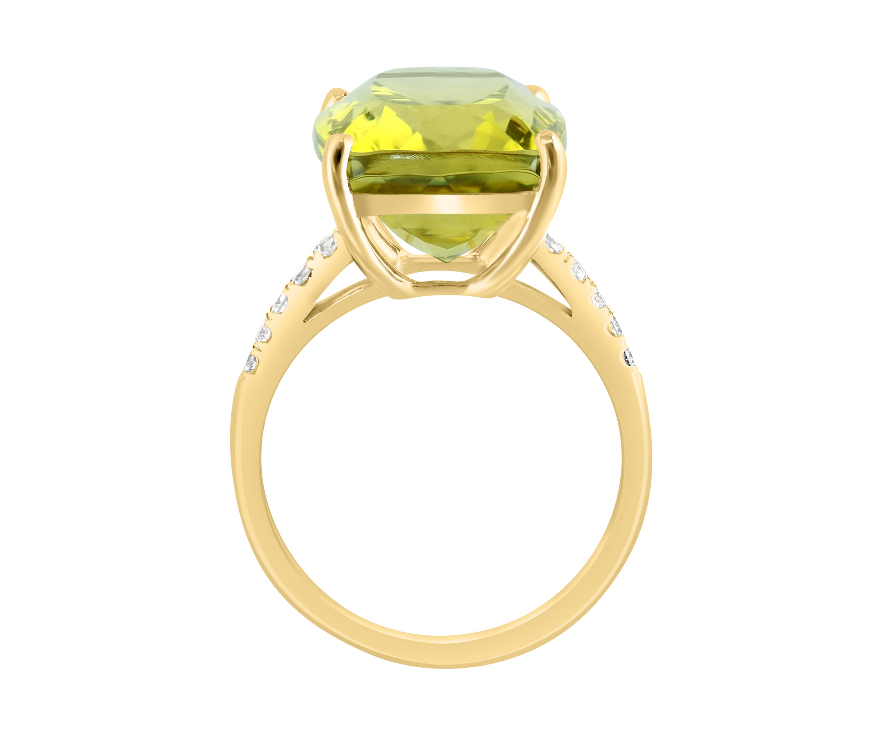 1/5 ct. t.w. Diamond and Lemon Quartz Ring in 14K Yellow Gold