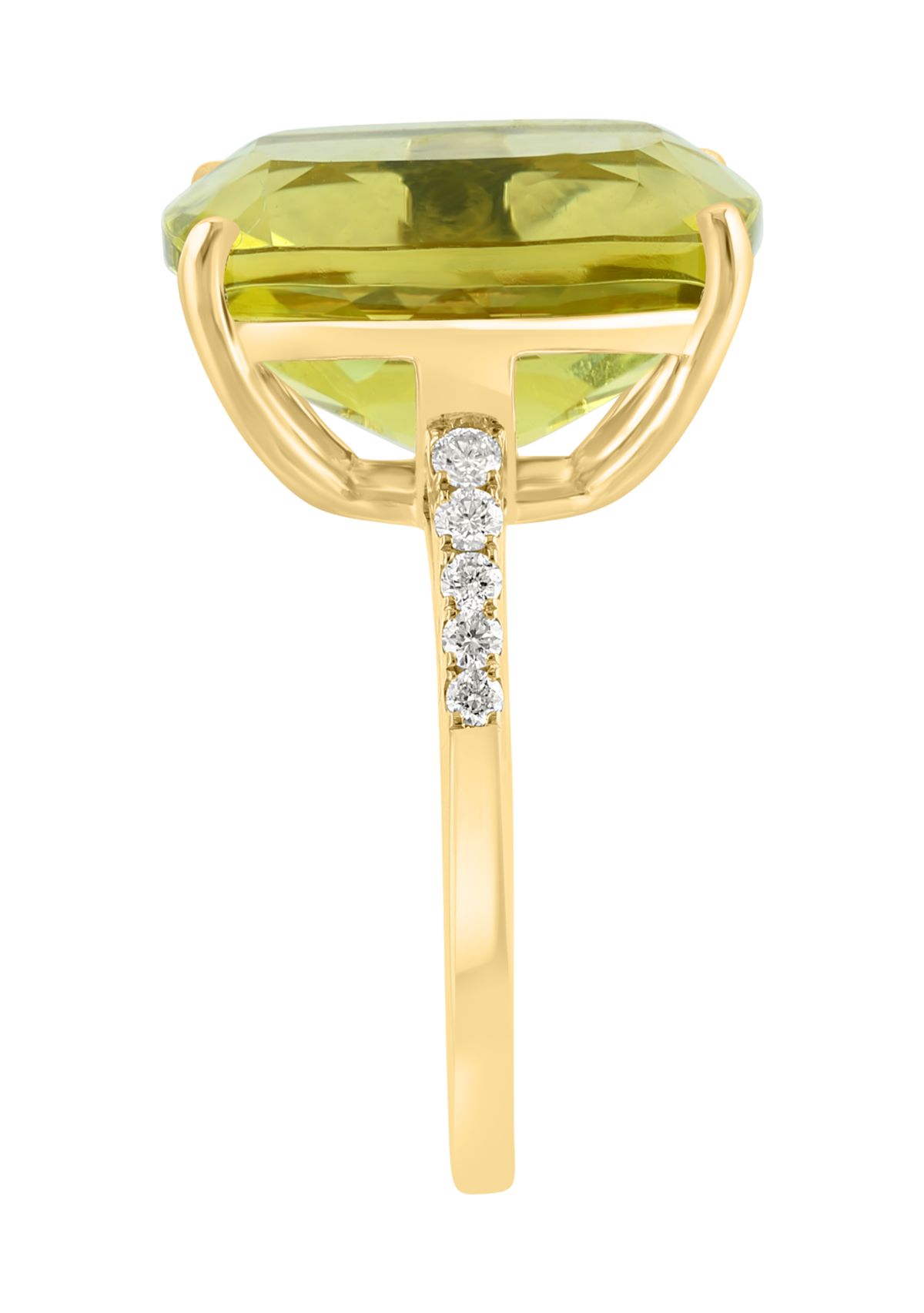 1/5 ct. t.w. Diamond and Lemon Quartz Ring in 14K Yellow Gold